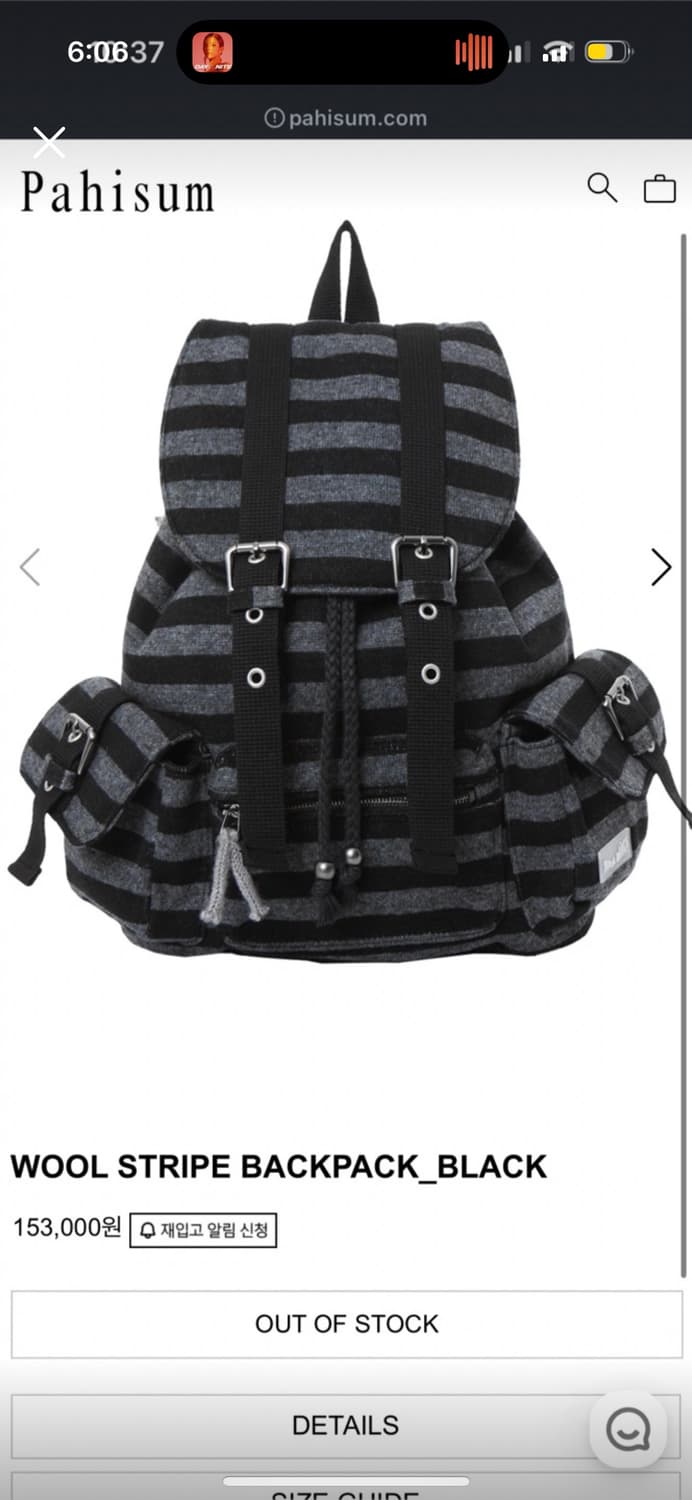 파히섬 탠스댄스 스트라이프 백팩 상품이미지1