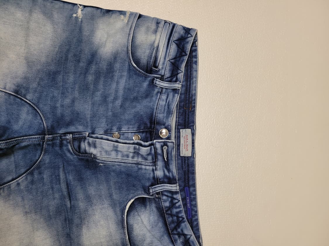 자라맨 ZARAMAN 남자 니트조직 청 반바지 34 블루 상품이미지4