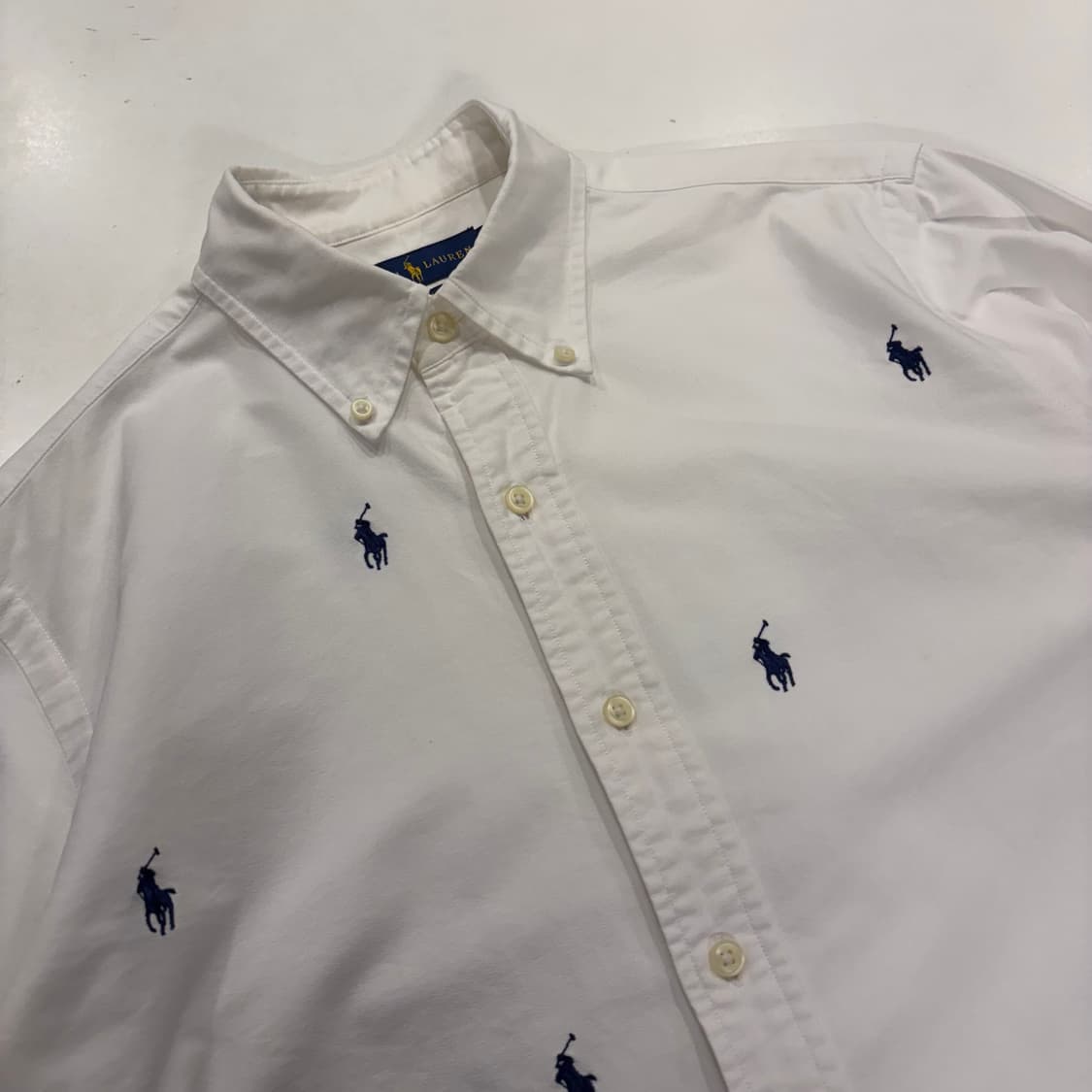 [S] 폴로 랄프로렌 화이트 멀티 포니 로고 셔츠 B406 상품이미지3