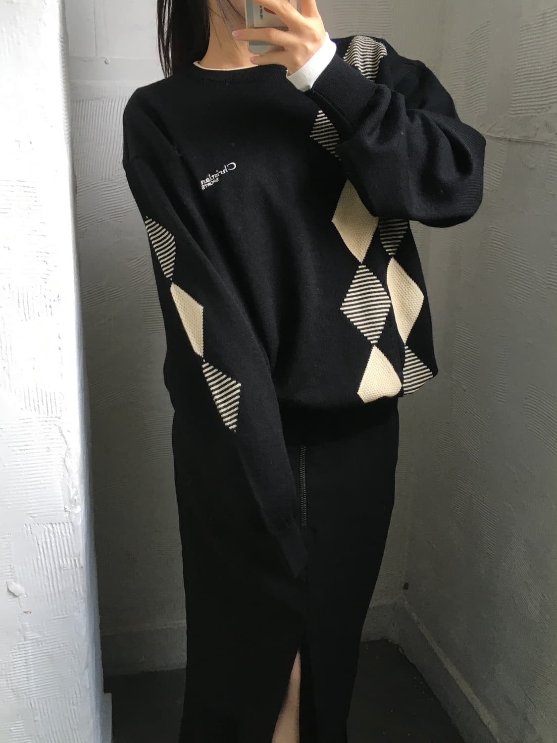 Dior 크리스챤 디올 무슈 아가일 패턴 울 로고 니트 상품이미지3