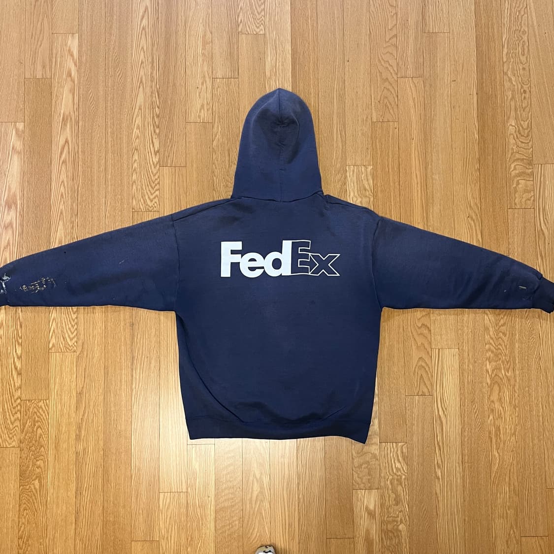 [XL] 빈티지 Fedex 썬페이드 & 더티 페인팅 네이비 후드집업 상품이미지4