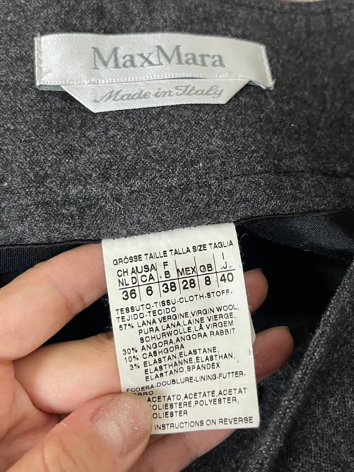36) 막스마라 울 핀턱 스커트 차콜 상품이미지6