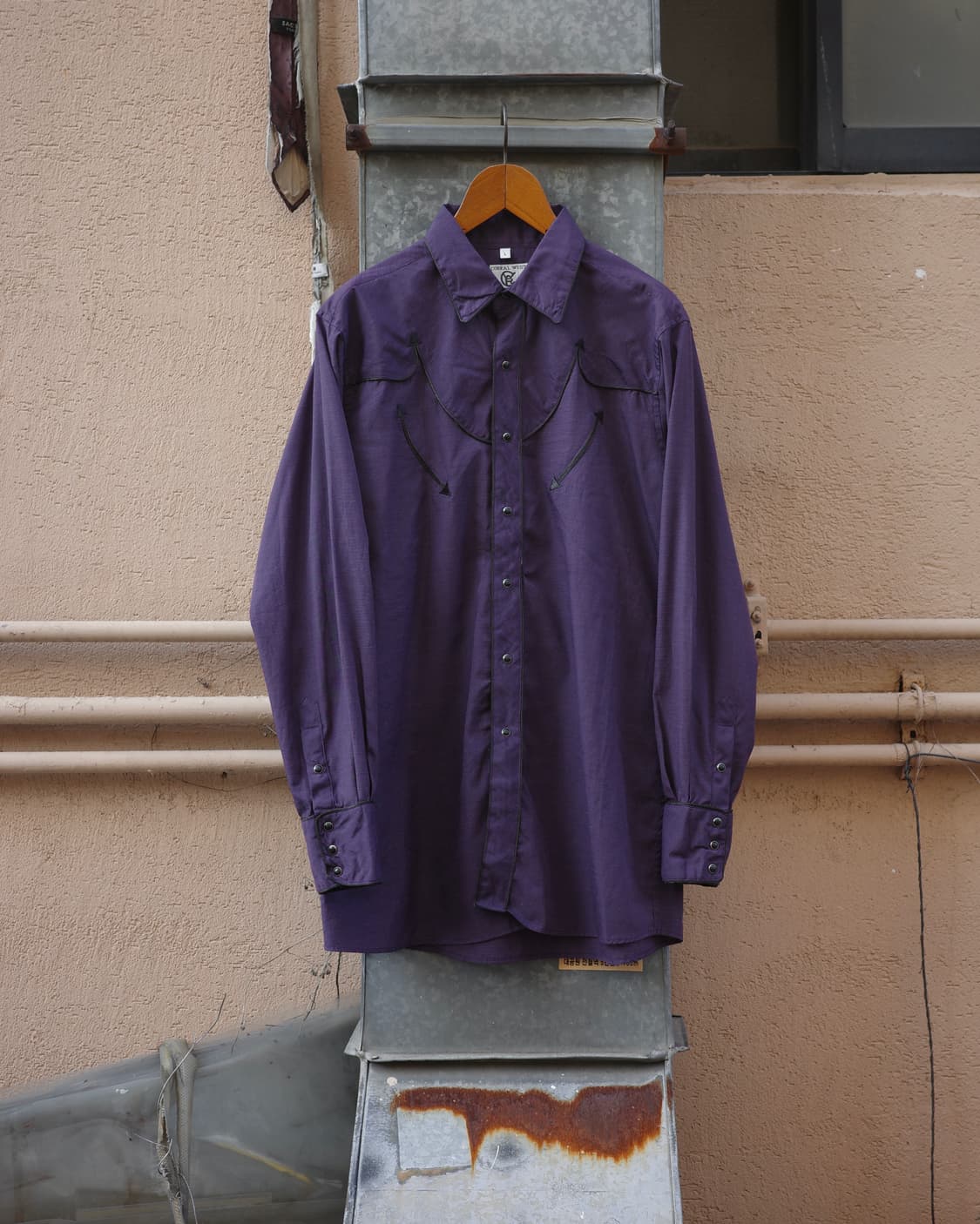 80s 90s 빈티지 애로우 요크 퍼플 웨스턴 셔츠 상품이미지1