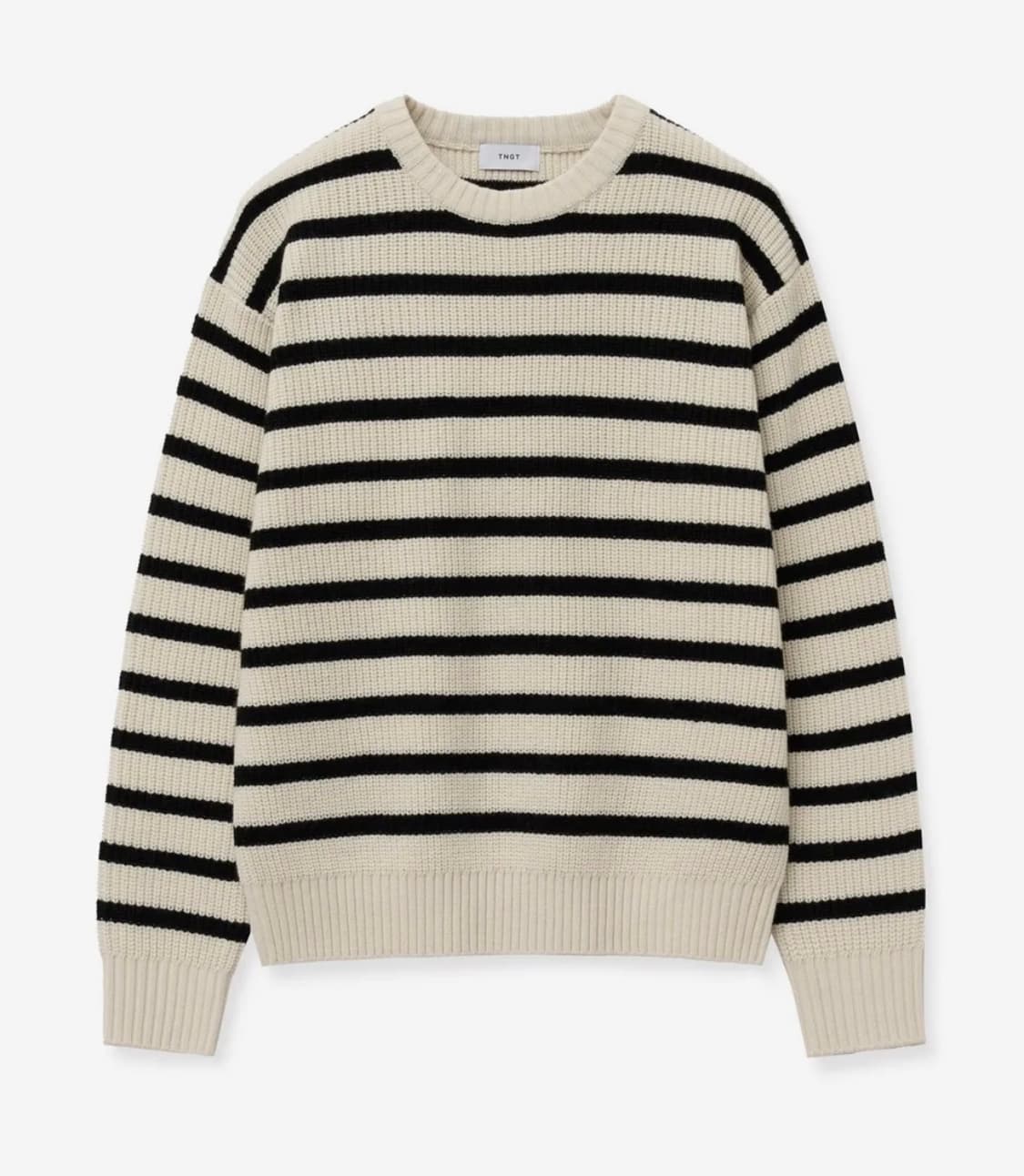 (새상품/105) TNGT 아이보리 오버핏 와플 스트라이프 니트 상품이미지1