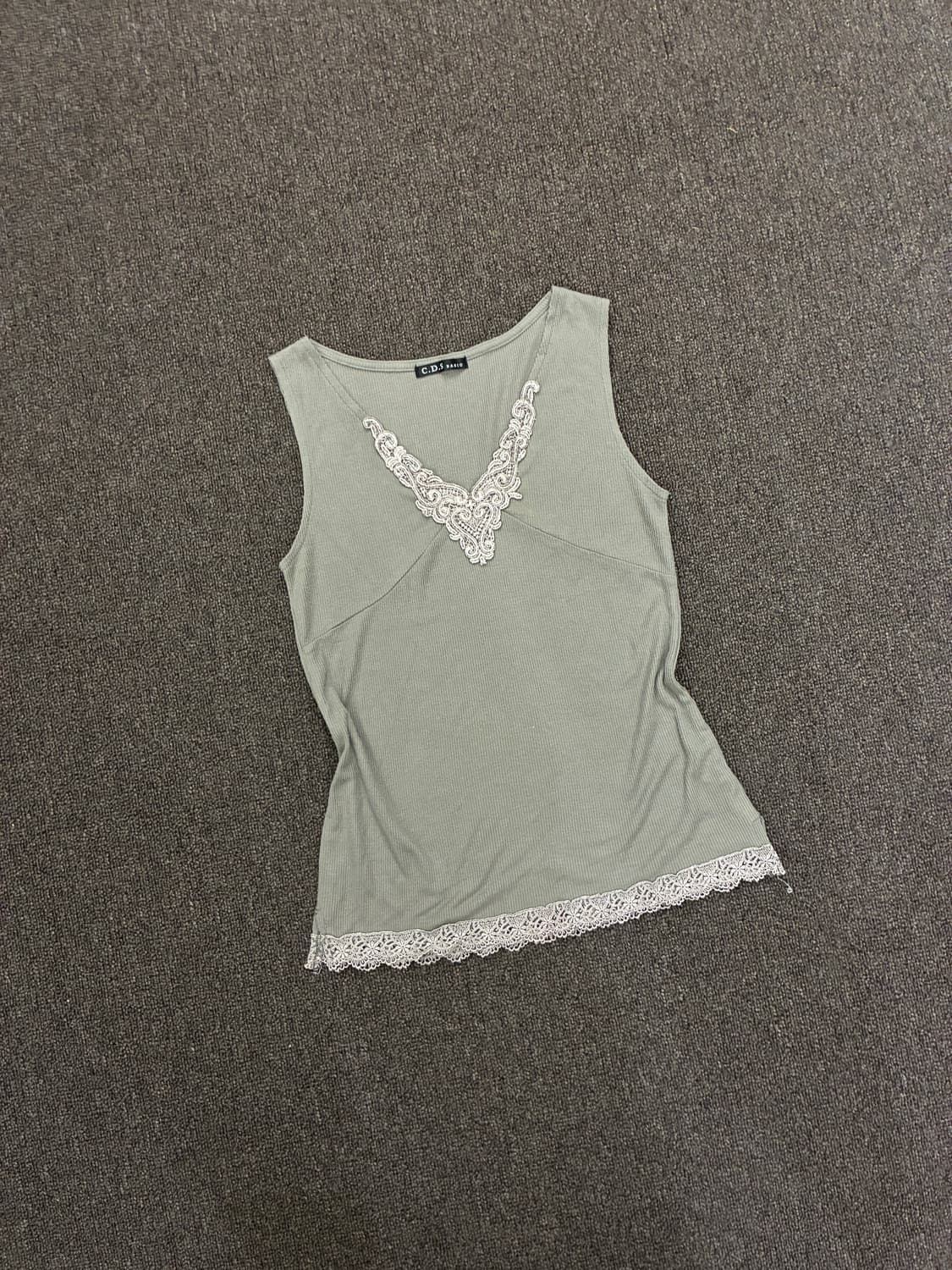 L)Japanese vintage 여성 꽃 레이스 슬리브리스 상품이미지1