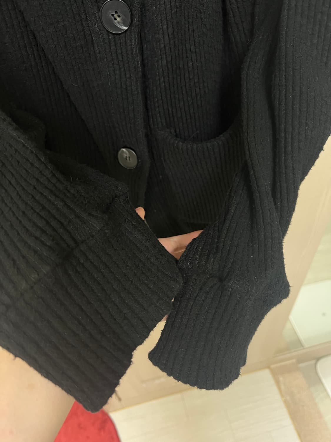 인앤양 더블버튼 가디건 블랙 상품이미지2