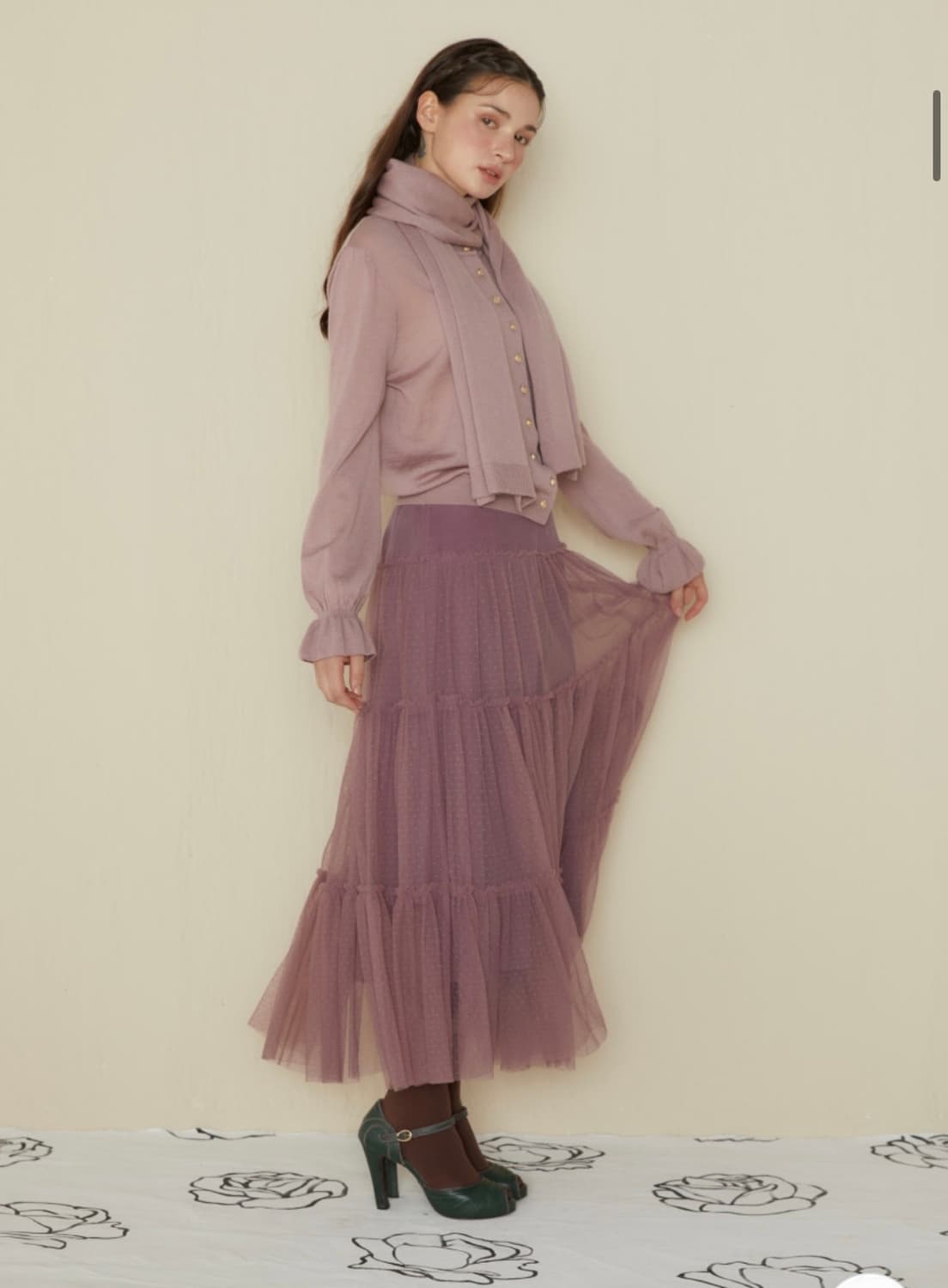 카티아조 블랙 레이블 럭셔리 울 머플러 빈티지핑크 새상품 상품이미지6