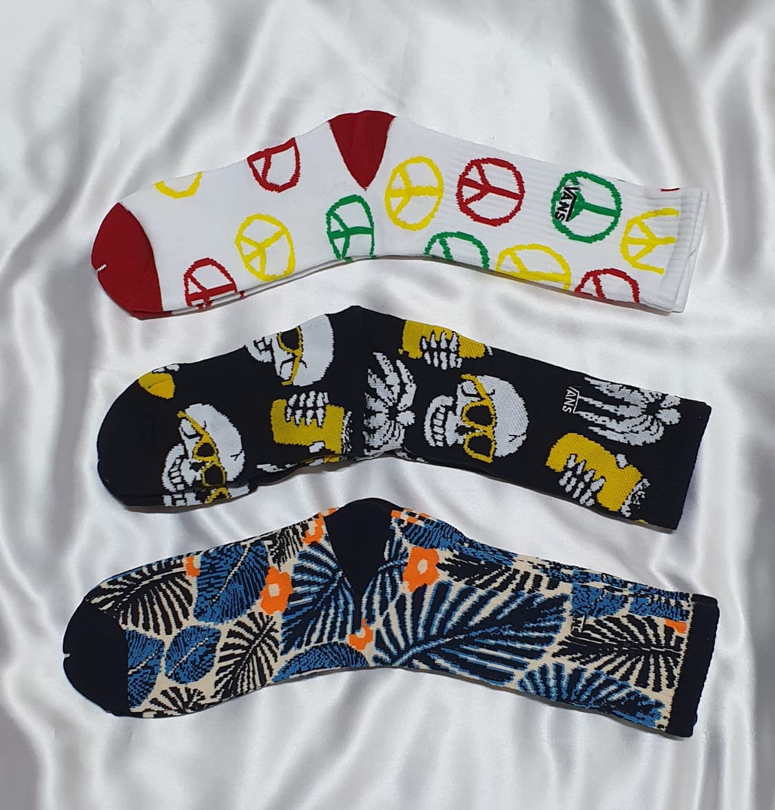 화이트 블랙 블루 반스 도트 해골 야자수 나무잎 양말 상품이미지5