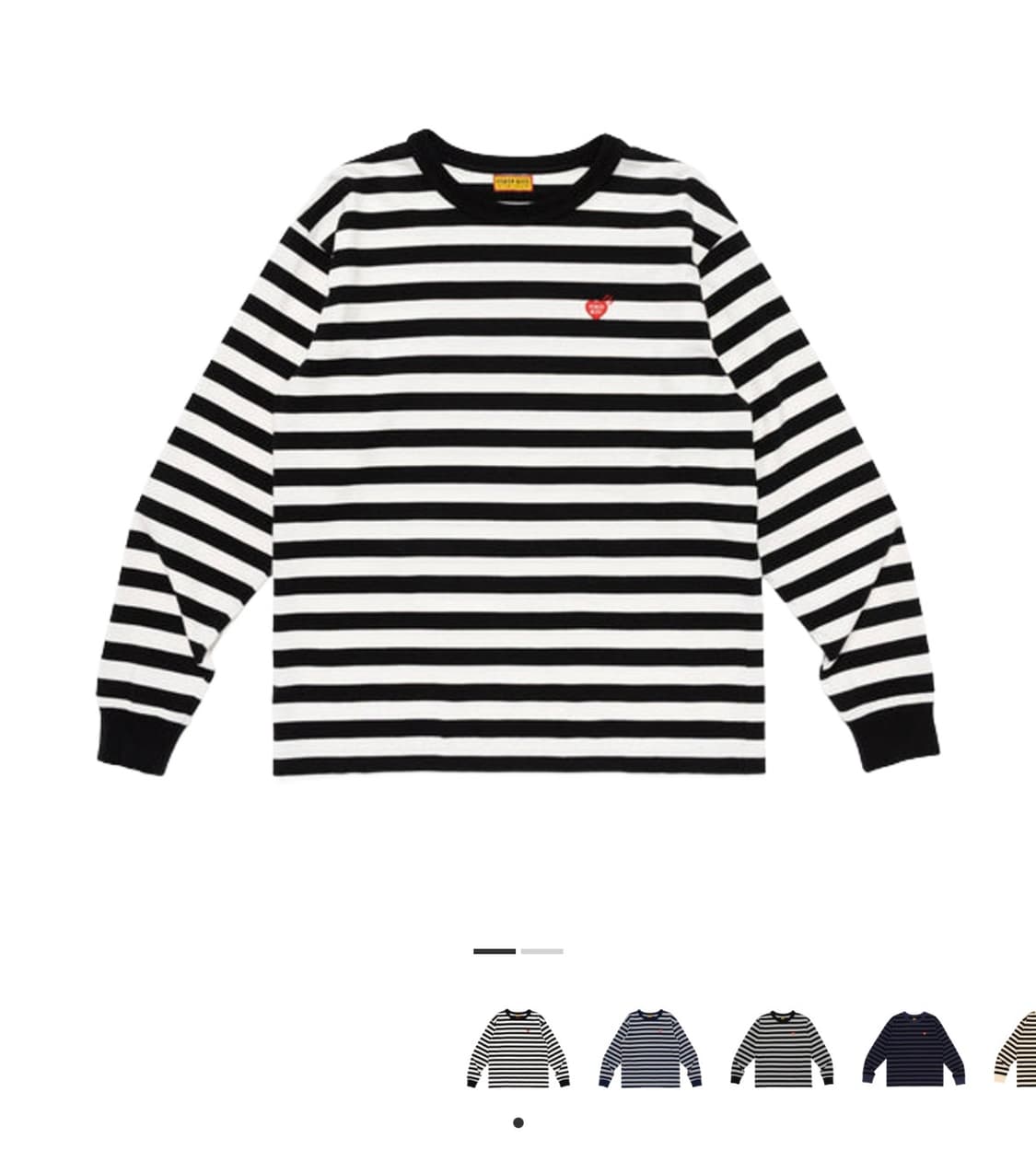 휴먼메이드 스트라이프 롱슬리브 티셔츠 화이트 상품이미지1