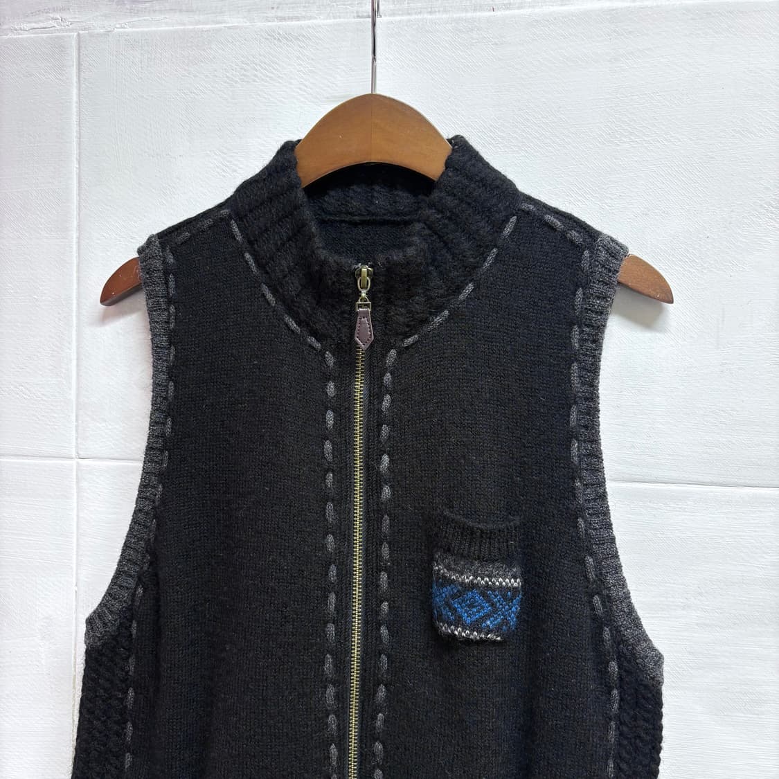 Plaisir Femme 울 스티치 히피 니트 베스트  JPN 상품이미지2