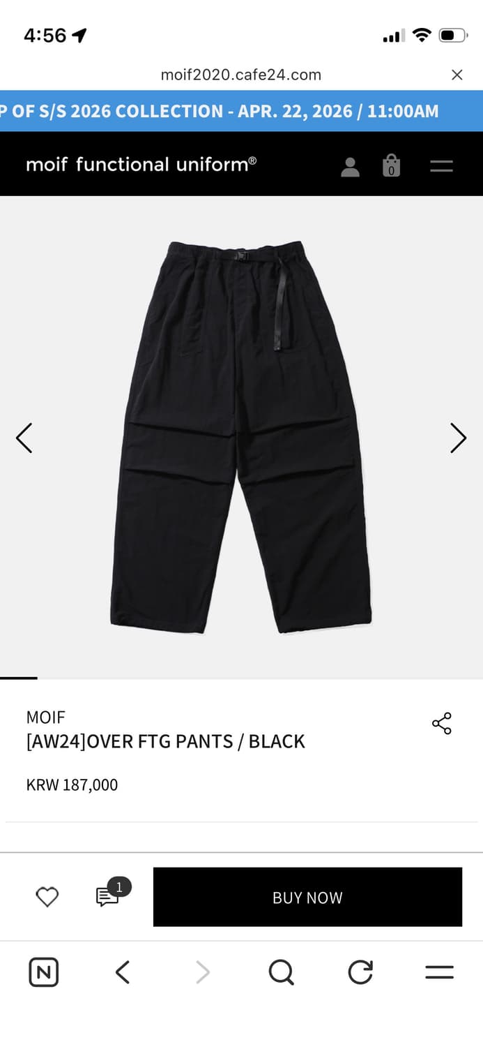 모이프 [AW24]OVER FTG PANTS / BLACK 3사이즈 상품이미지1