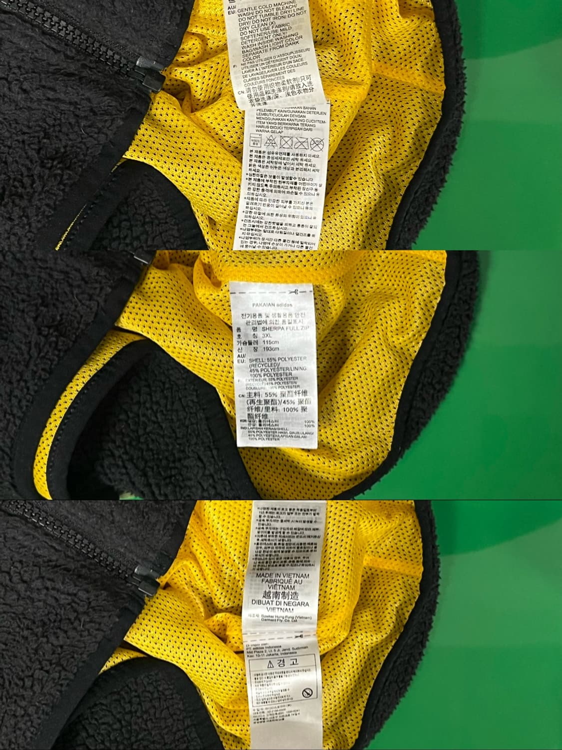 아디다스 삼선 배색 플리스 집업 상품이미지8