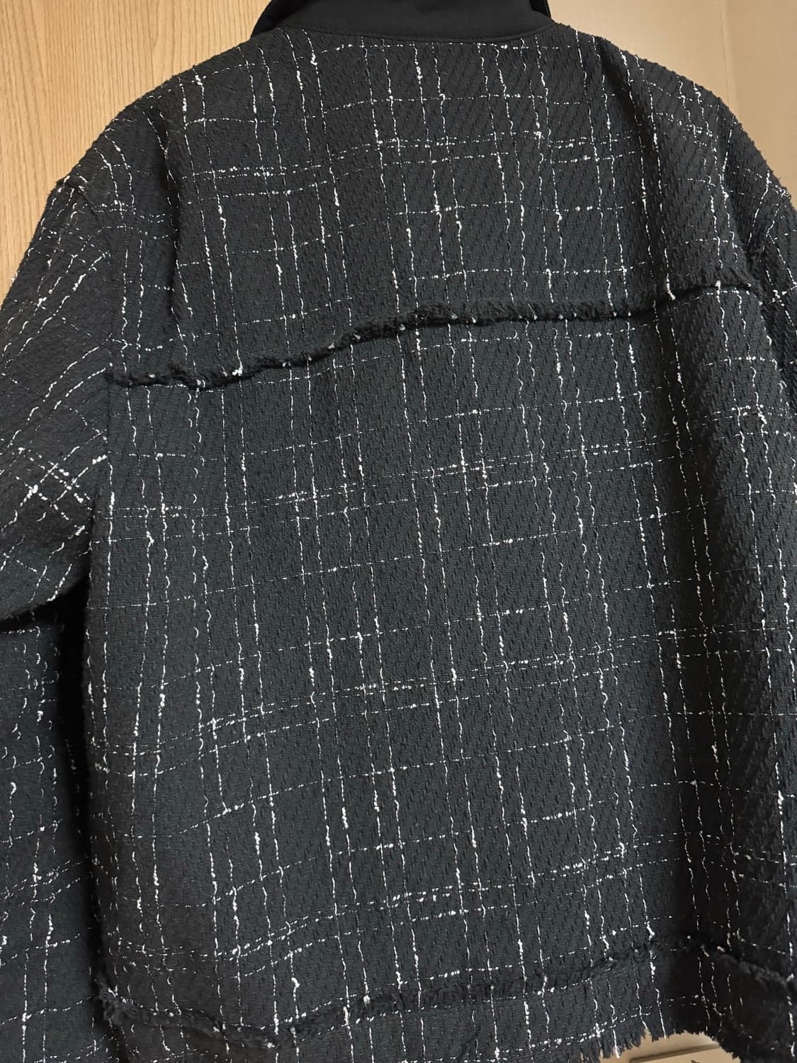 엘무드 트위드 블루종 쿼츠 울 자켓 블랙 48사이즈 상품이미지3