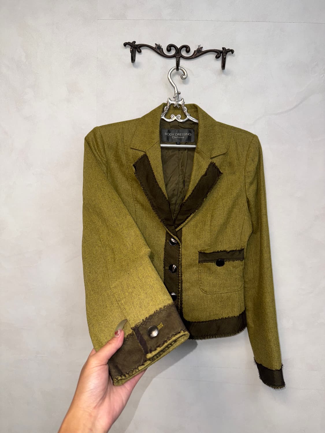 Body dressing khaki wool cashmere setup 상품이미지3