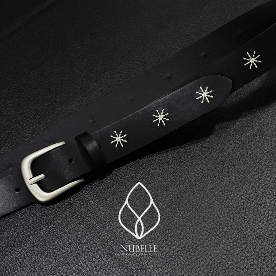 🌗 Daisy stitch belt / 데이지 플라워 스티치 가죽 벨트 상품이미지3
