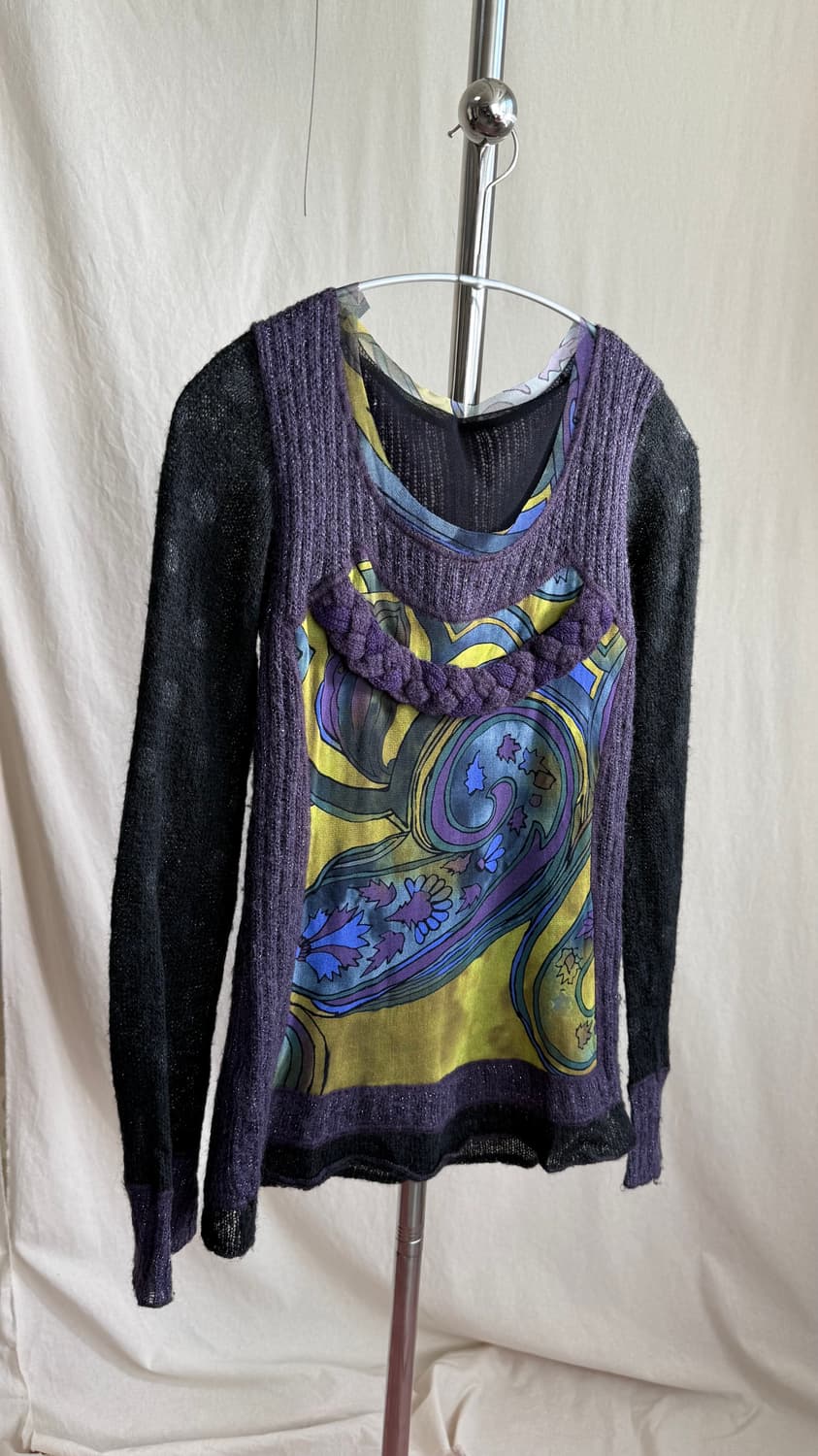 ROBERTO 패턴 매쉬 니트탑 상품이미지5