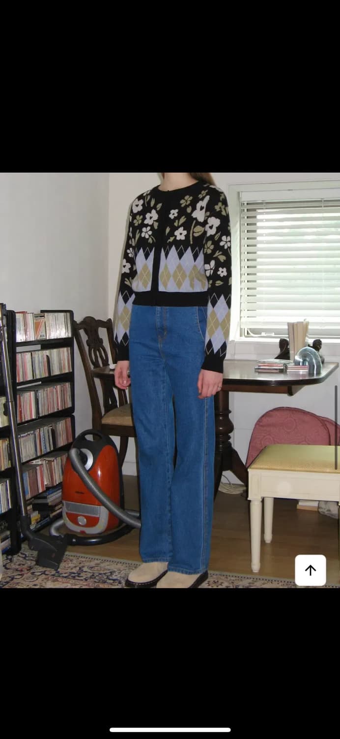 시눈  플로랄 자가드 가디건 블랙 상품이미지3