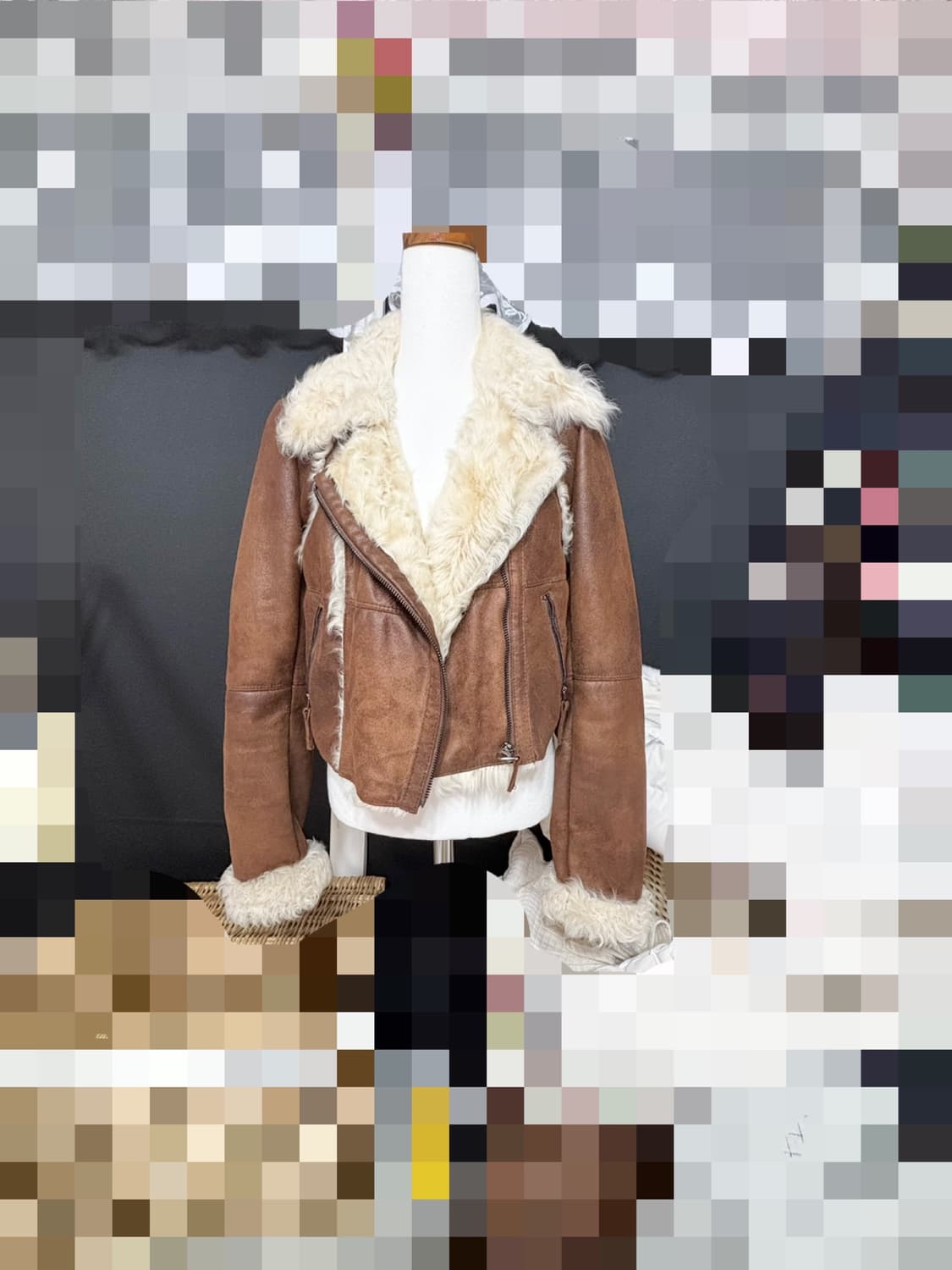 GGPXㅡ 천연 양털+ 천연 양가죽 라이더 털 자켓 s사이즈/새거수준 상품이미지2