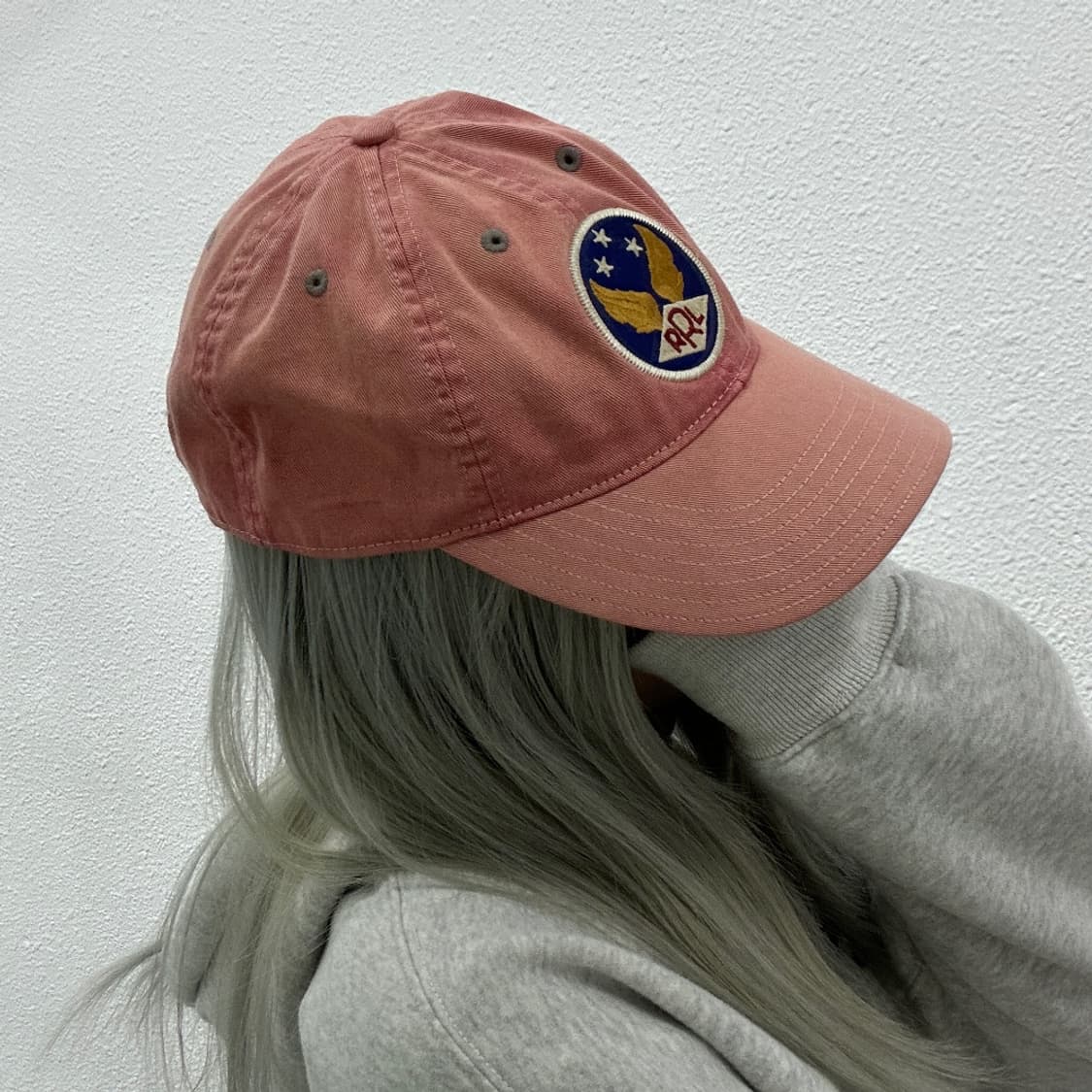 더블알엘 윙드로고 페이디트 레드 볼캡 상품이미지2