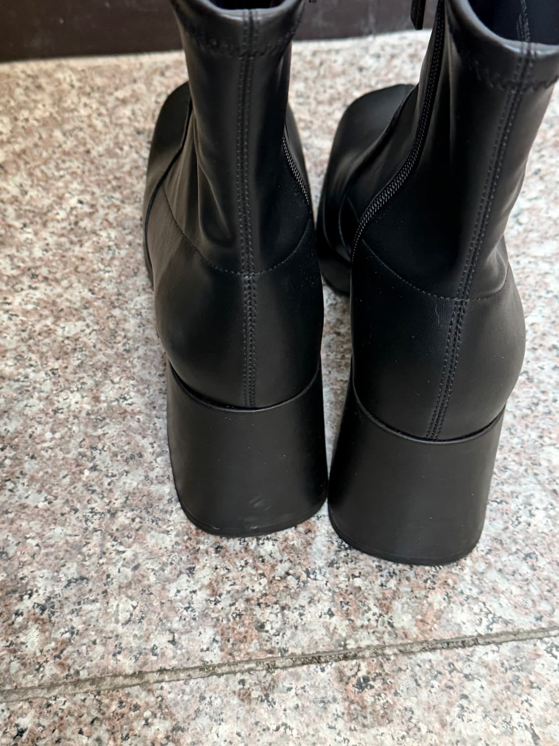 플랫폼 블록 힐 앵클 부츠 블랙 상품이미지3