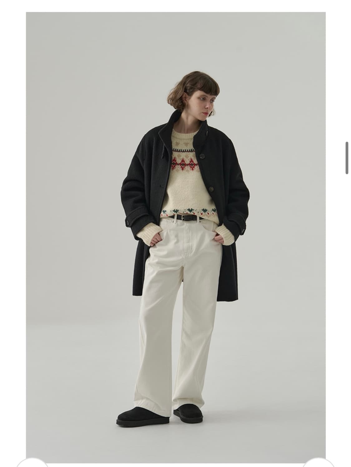 (S) 드로우핏 우먼 래빗 앙고라 울 핸드메이드 플레어 하프 코트 상품이미지4