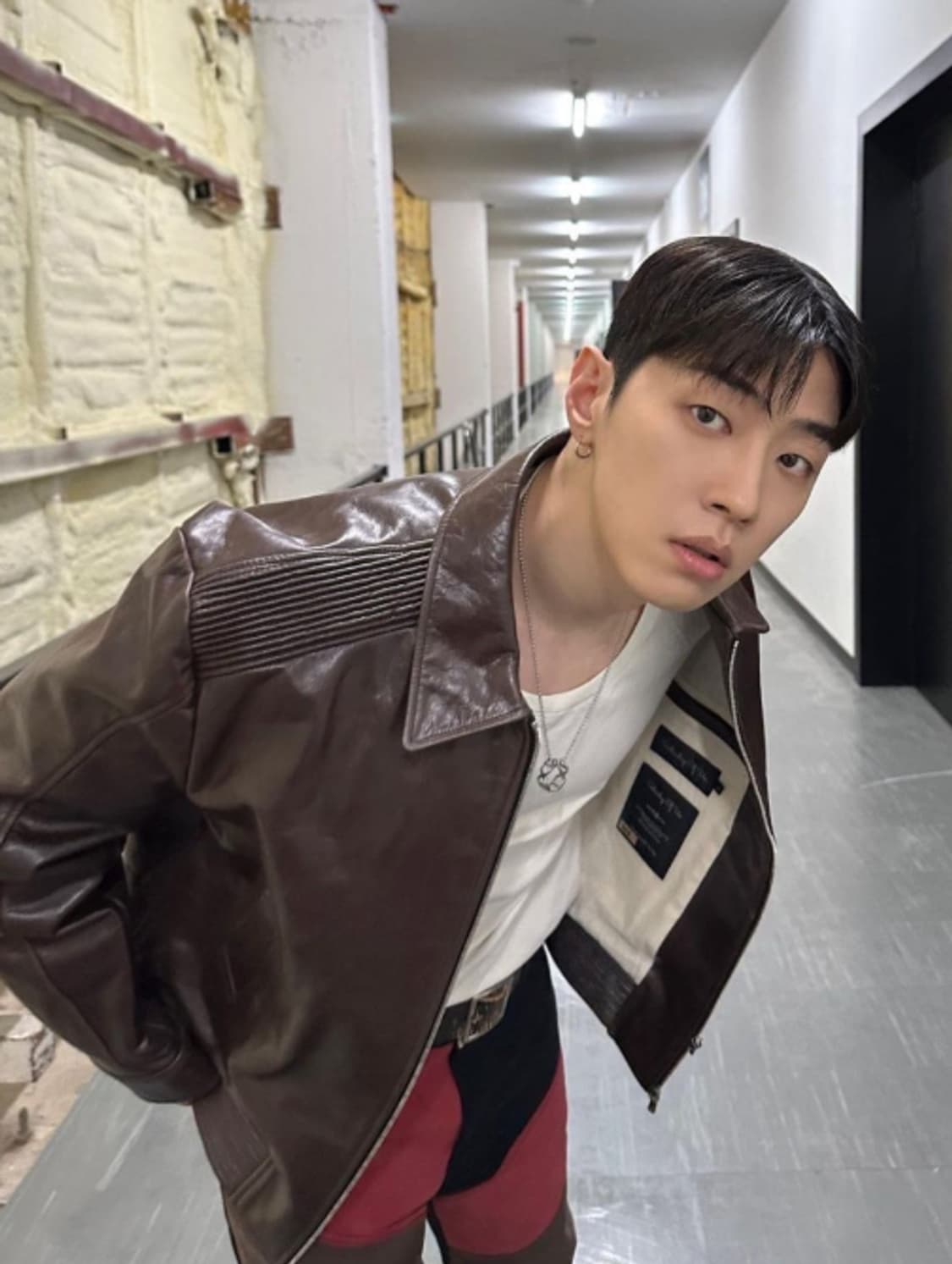 stu 엠브로더리 레더 자켓 브라운 M 상품이미지2