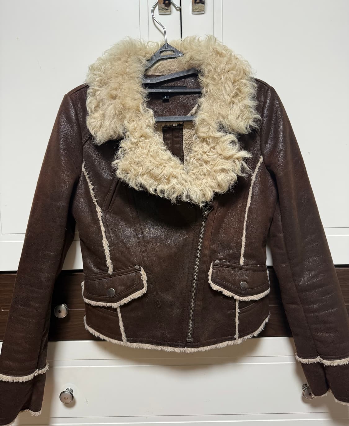 ggpx 빈티지 브라운 레더 무스탕 상품이미지1