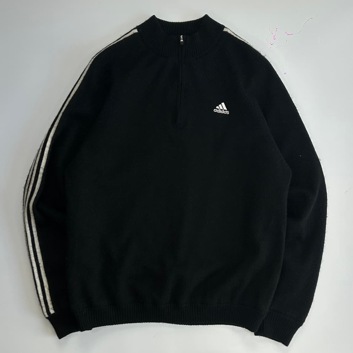 Adidas  아디다스 삼각로고 블랙 니트 반집업  상품이미지3