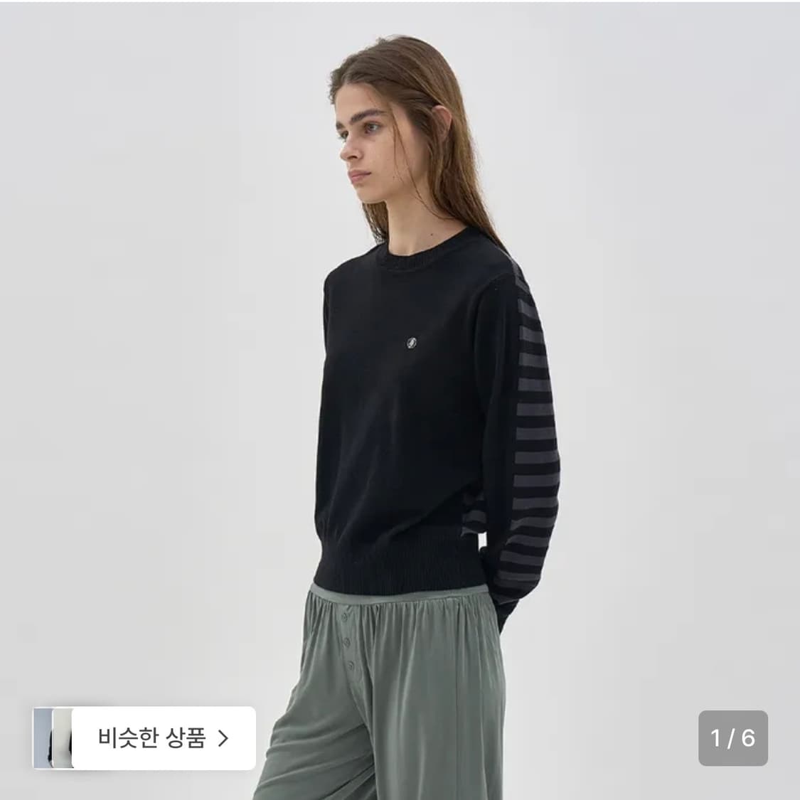 [M] 파르티멘토 콘트라스트 스트라이프 니트 블랙 새상품 상품이미지1