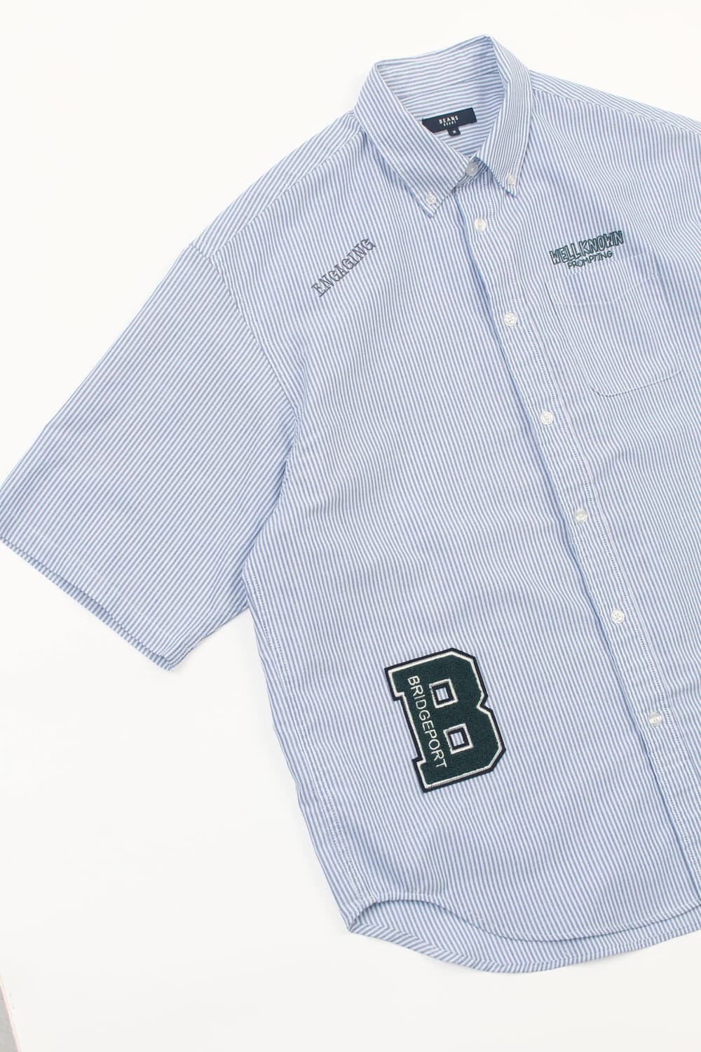BEAMS HEART Stripe Patchwork Half Shirt 상품이미지3
