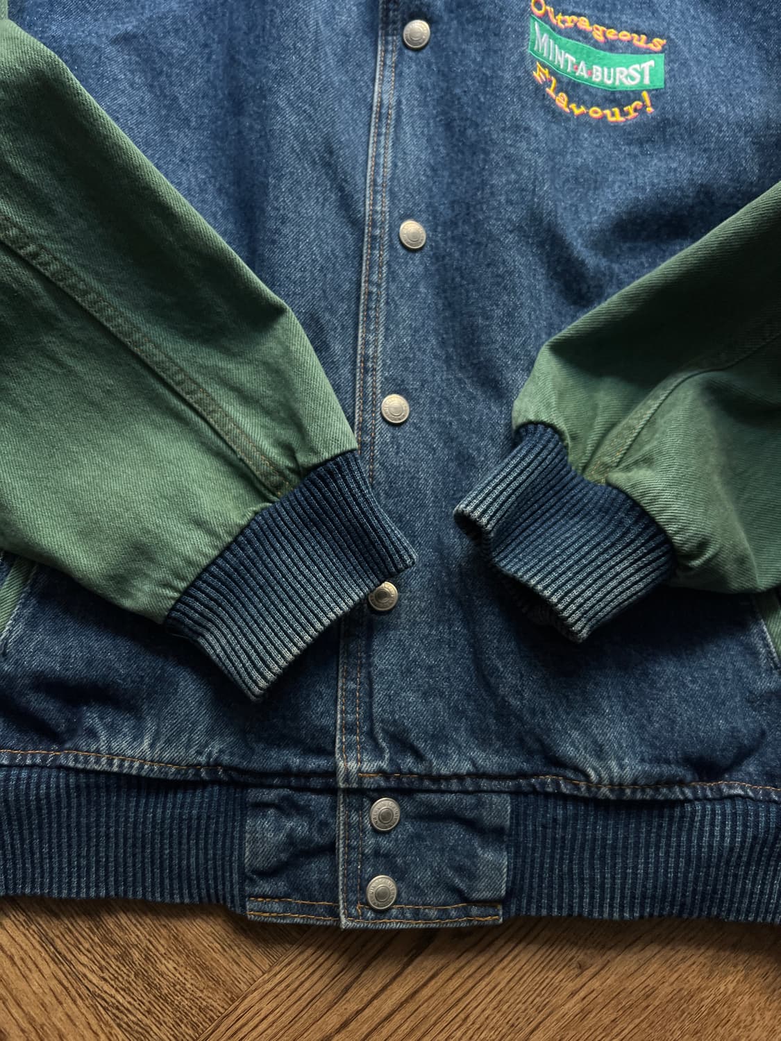 [M]USA 빈티지 MINT A BURST 데님 바시티 자켓 상품이미지5