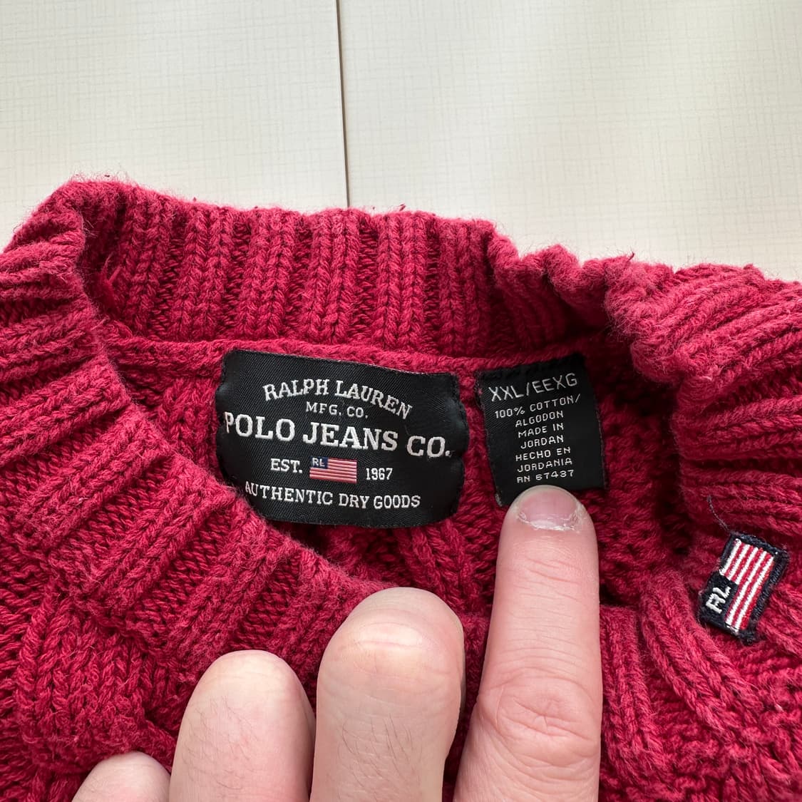 90s 폴로 진스 케이블 피셔맨 코튼 니트 XXL 상품이미지4