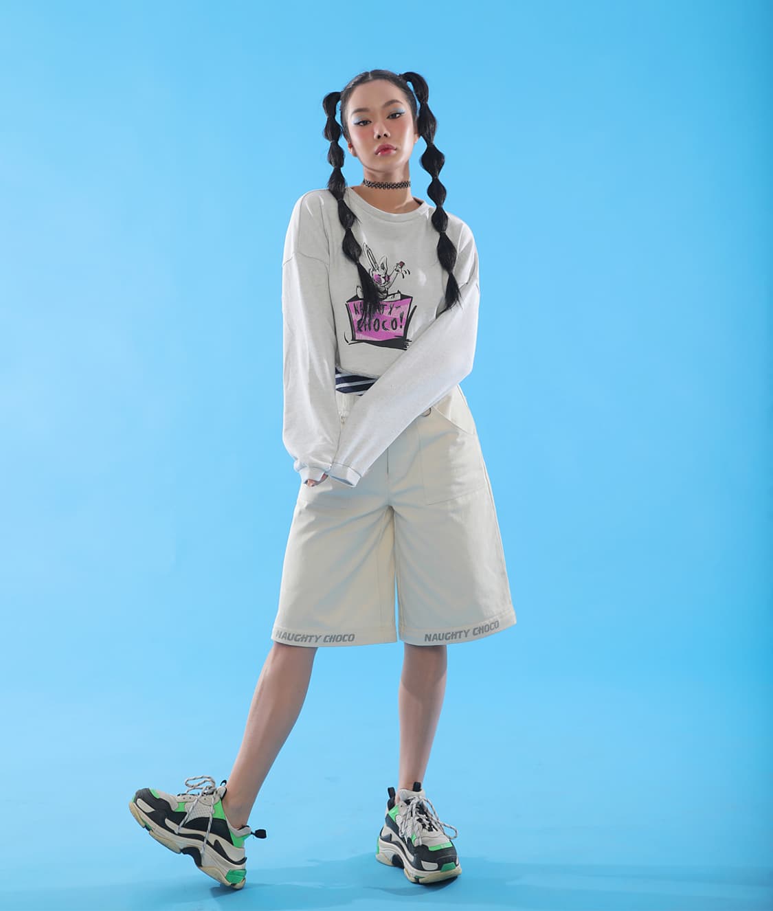 노티초코 투웨이 와이드 블록 팬츠 상품이미지2