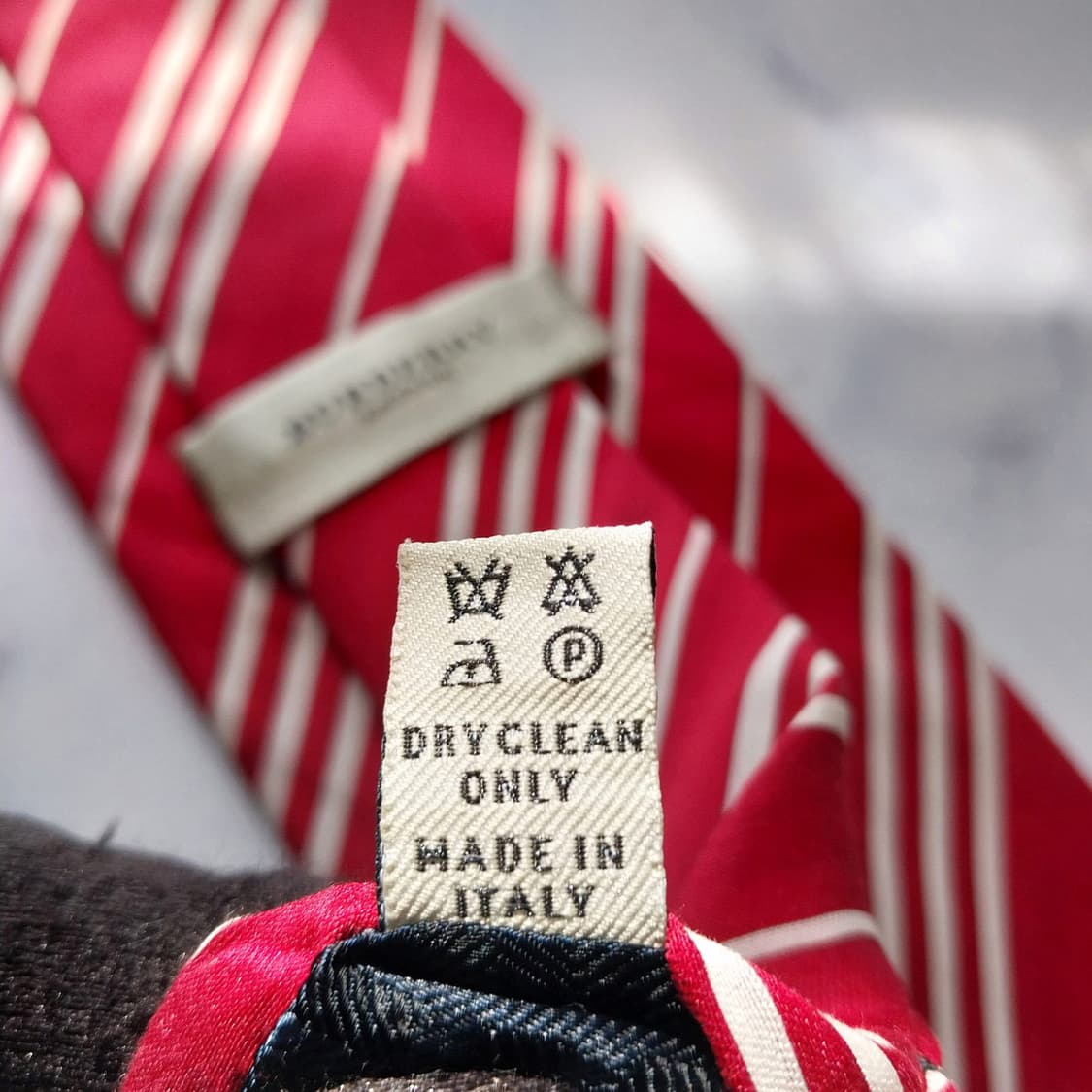 버버리 면·실크 레드 스트라이프 넥타이 9.1cm A~B등급 K2131 상품이미지10