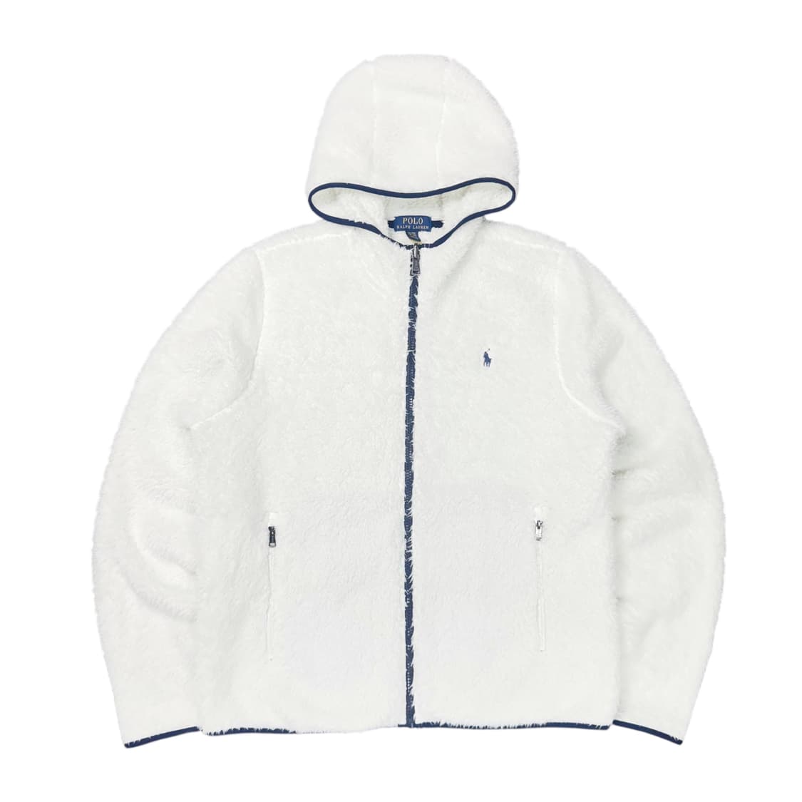 (XL 18-20) 폴로 랄프로렌 QR라벨 키즈 플리스 후드집업 화이트 상품이미지1