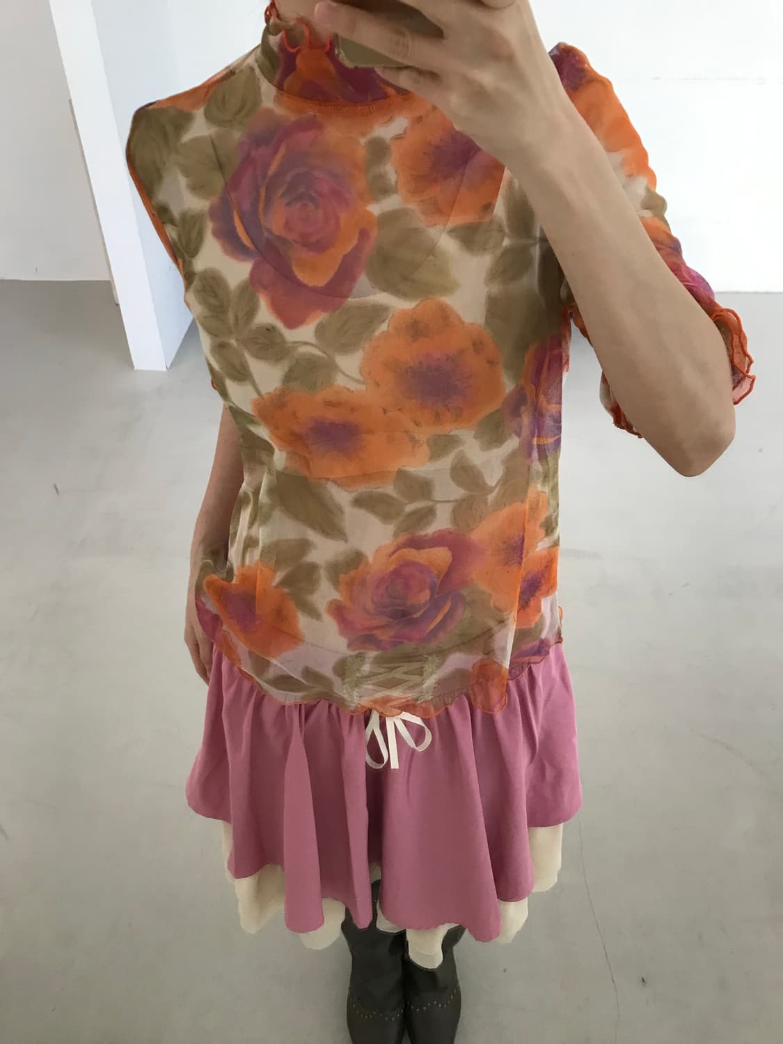 vintage flower pattern mesh top 상품이미지3