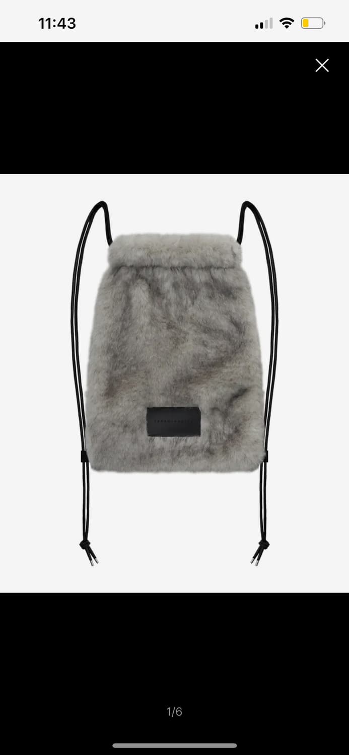 트리밍버드 퍼 스트링 백 라이트그레이 상품이미지1