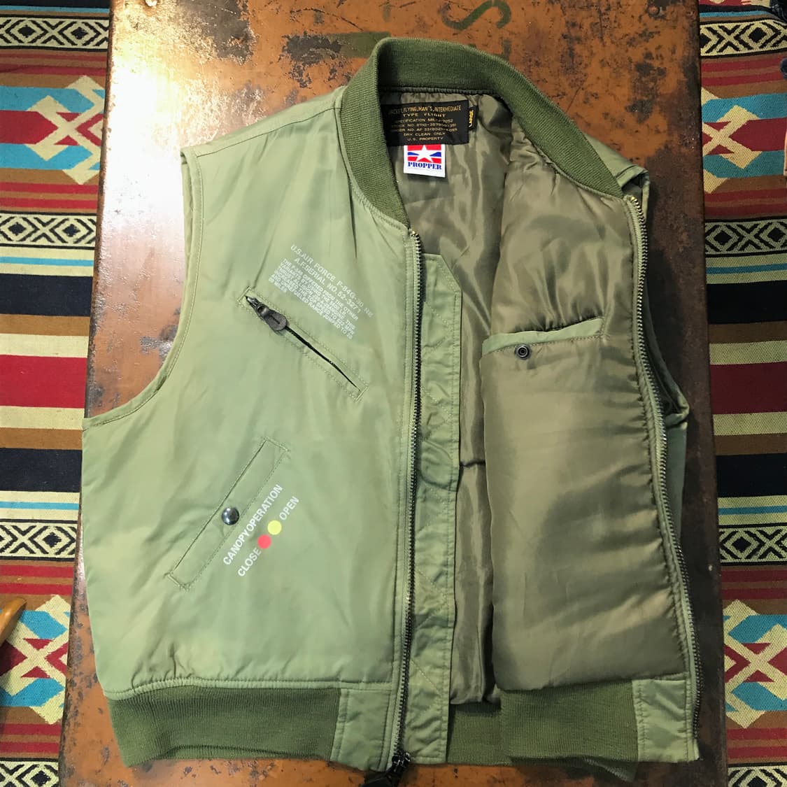 프로퍼 카키 집업 플라이트 자켓 베스트 남성 105 사이즈 상품이미지7