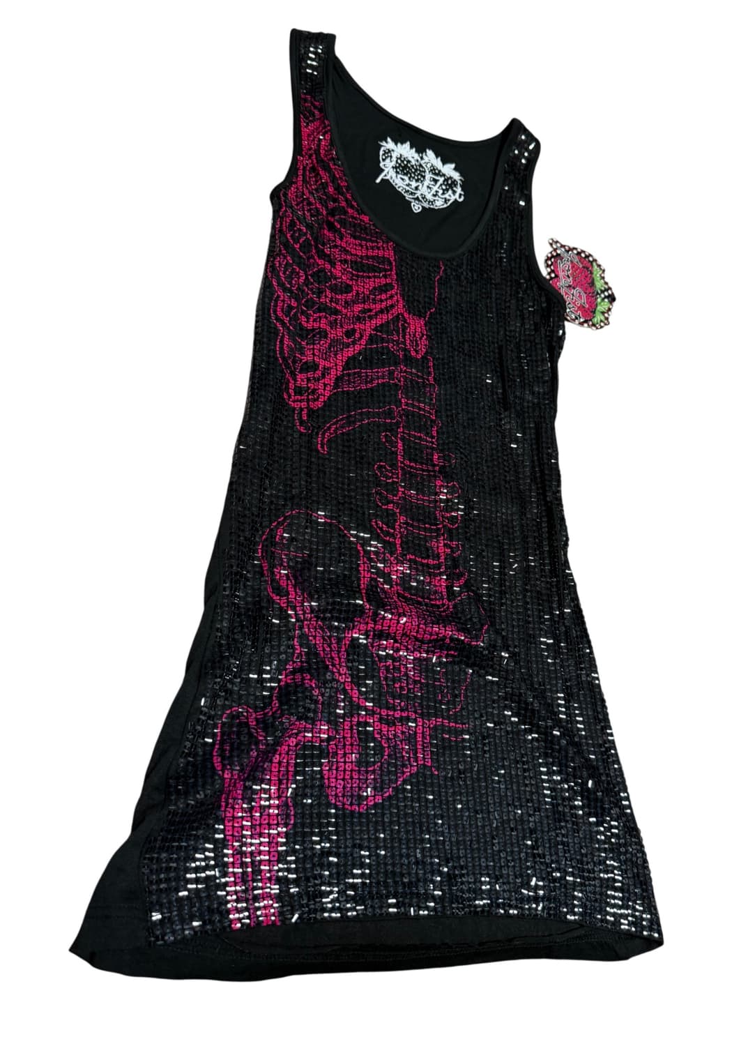 iron fist 스팽글 핑크 위시본 슬리브리스 드레스 상품이미지2