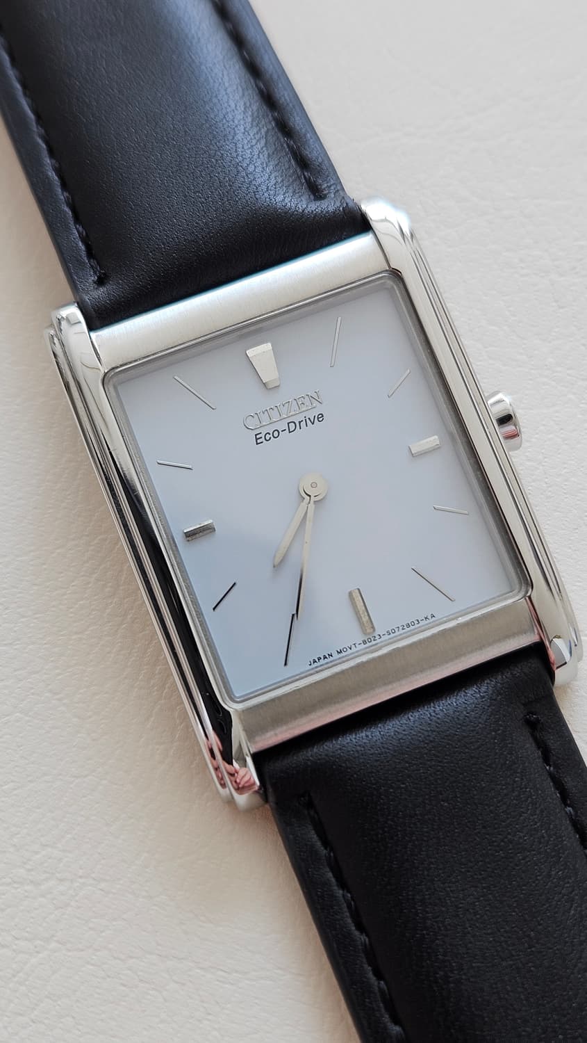 빈티지 시티즌 에코드라이브 사각 가죽 시계 상품이미지1