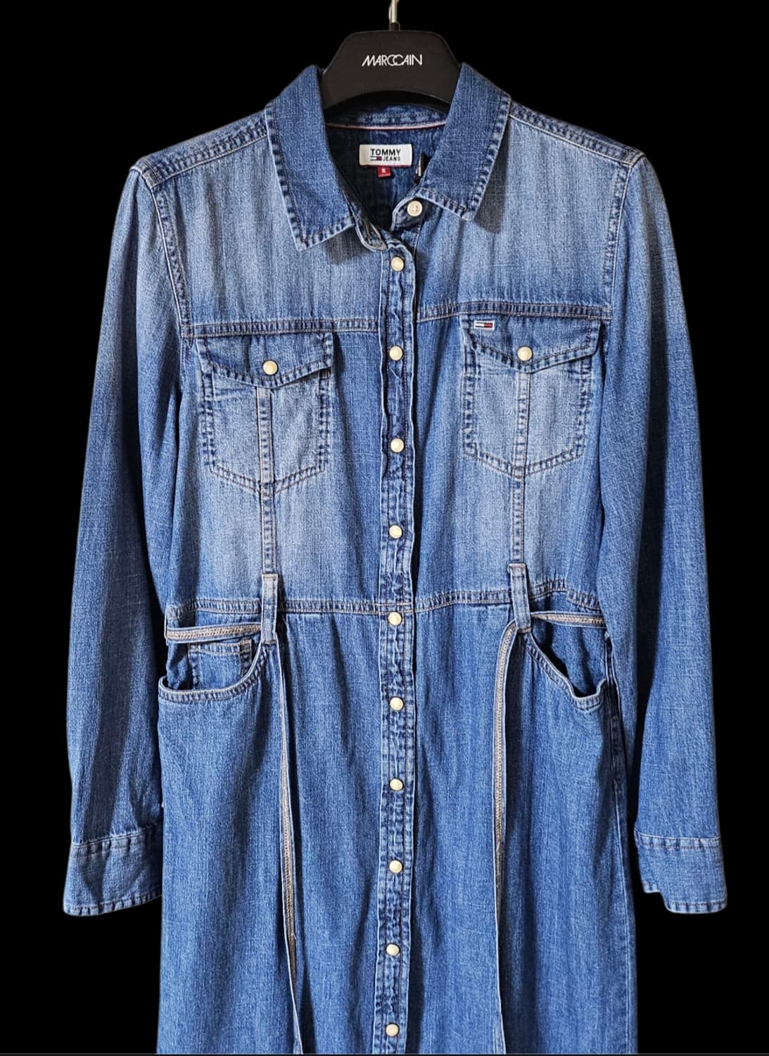 Tommy Jeans 블루 버튼 장식 벨티드 데님 미디원피스 S 상품이미지2