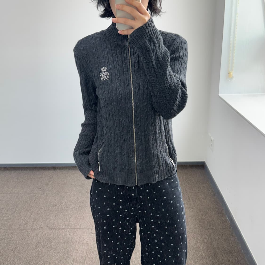 Polo 폴로 차콜 케이블 니트 집업  상품이미지1