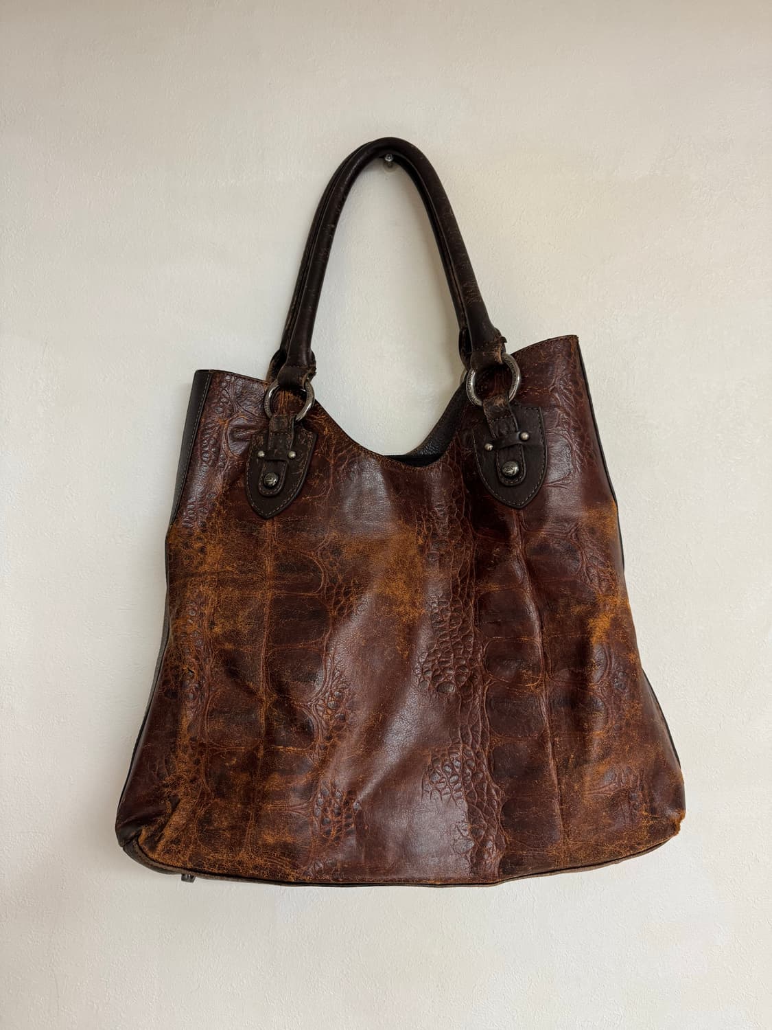 Vtg 리얼 레더 악어가죽 숄더백 상품이미지1