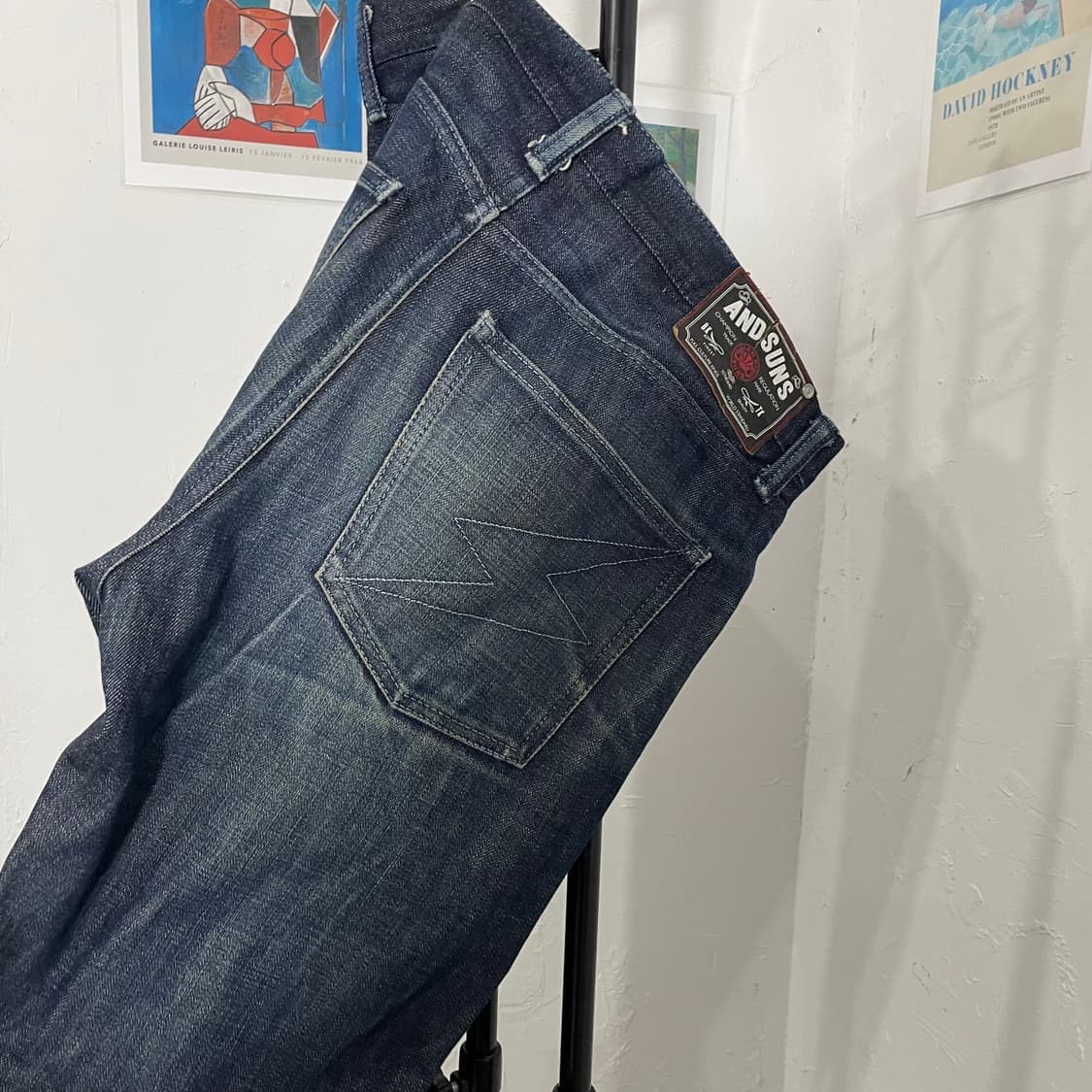 펑크 큐빅 진청 데님 팬츠 상품이미지6