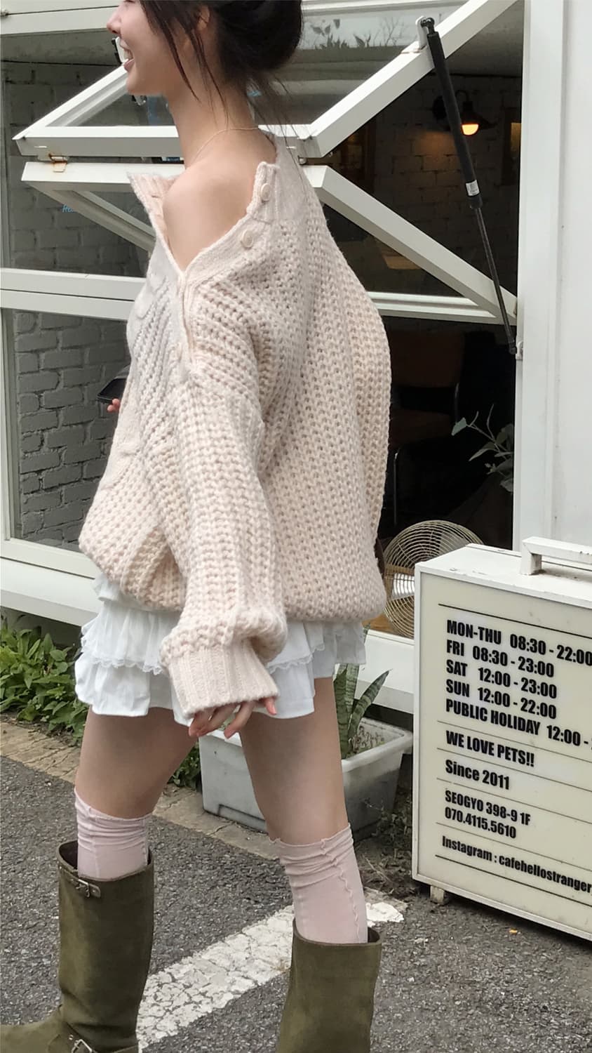 로코 over & side 3 button 루즈 케이블 NT 상품이미지5