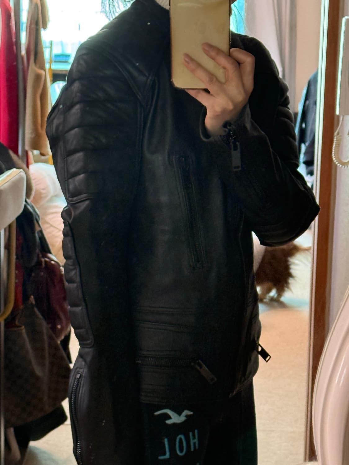 Sandro  옴므 패디드   바이트 레더 쟈킷  s  상품이미지9