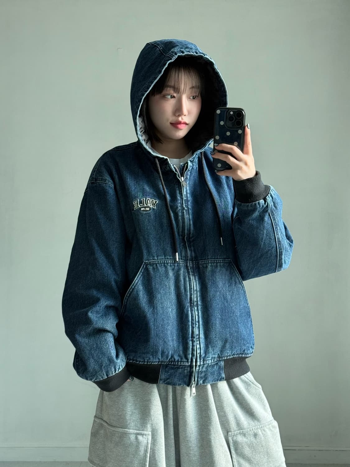 Yale 누빔 데님 후드 자켓 상품이미지2