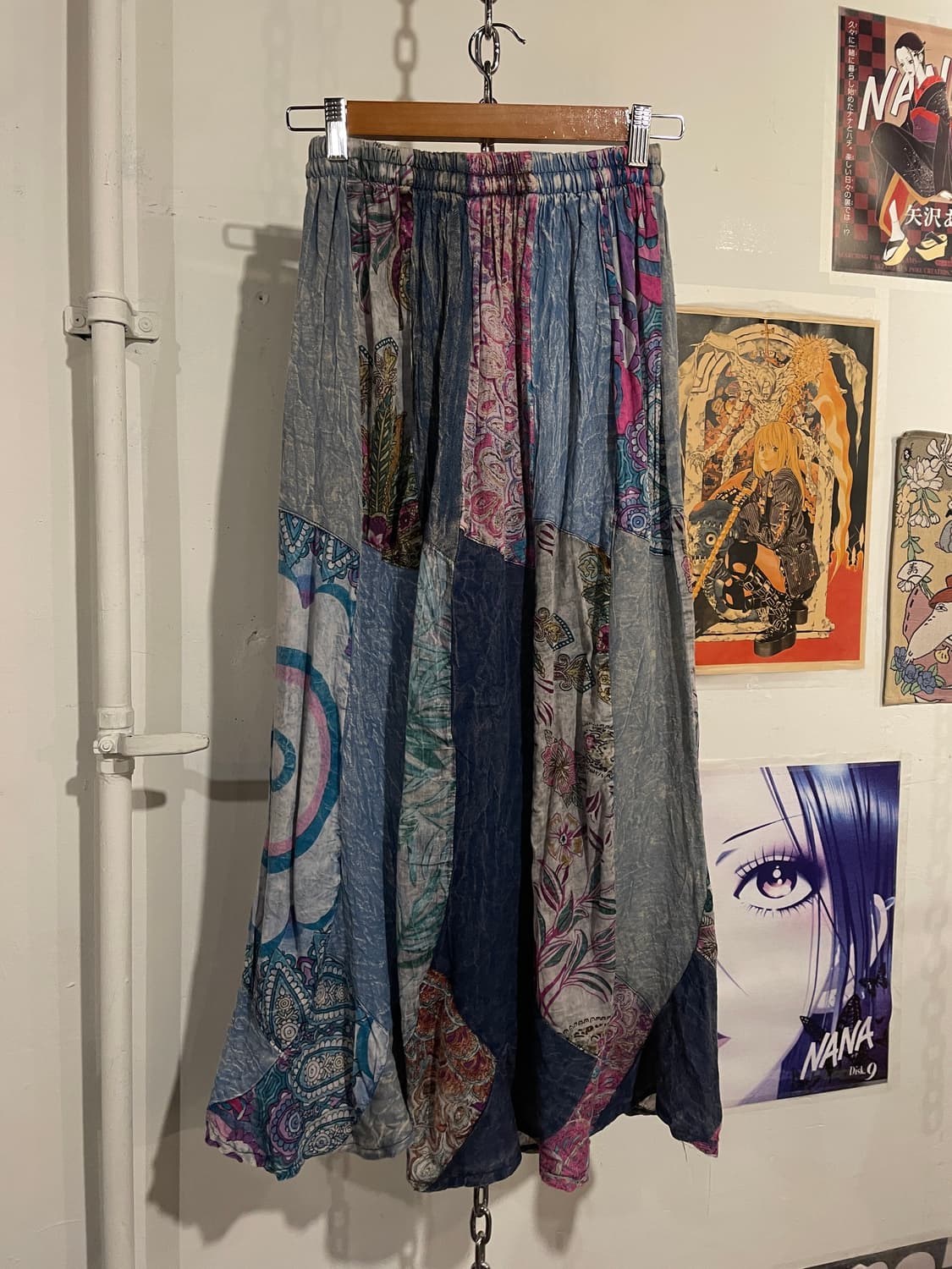 히피 에스닉 패턴 워싱 패치워크 스커트 상품이미지4