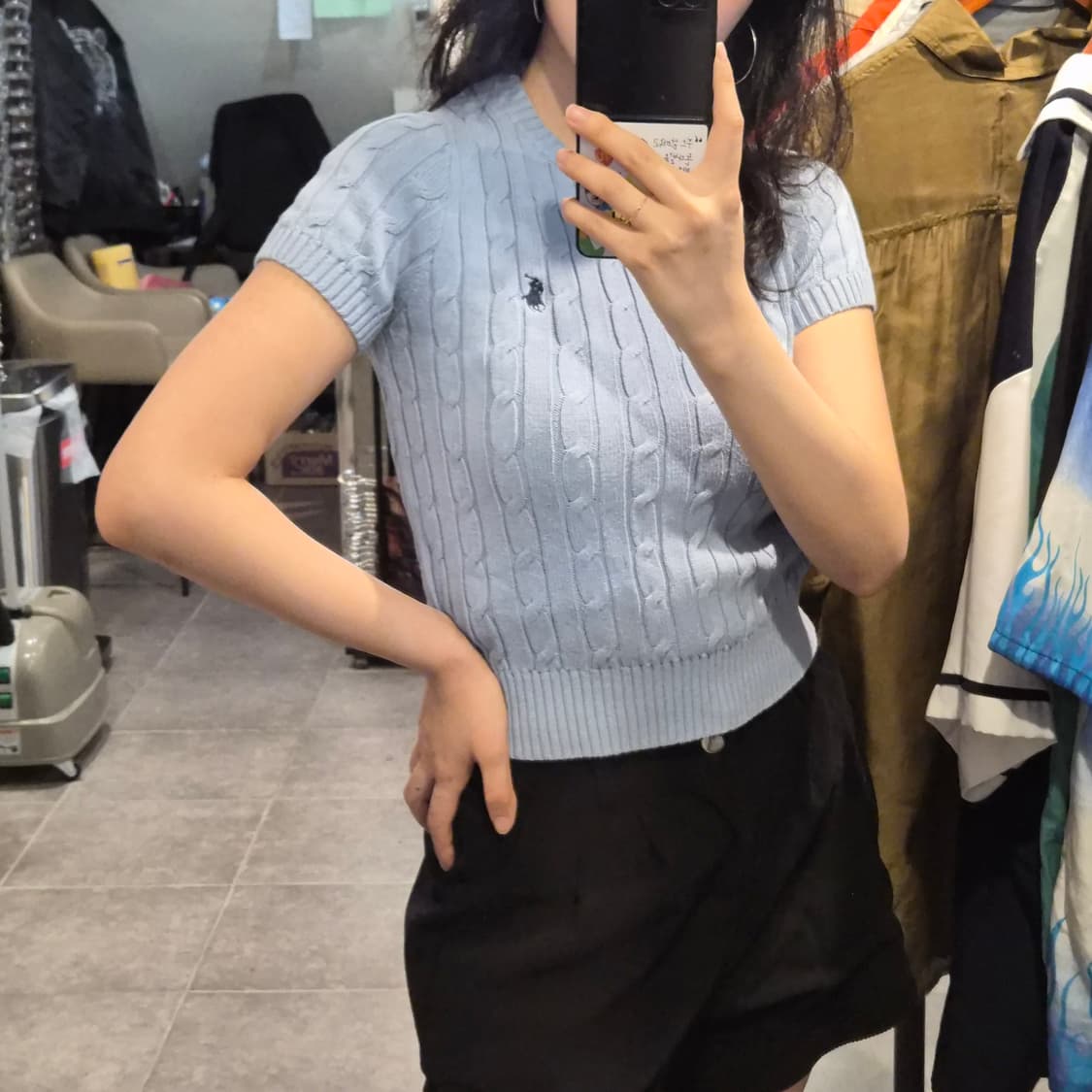 [NO.9] 폴로 꽈배기 반팔 니트 하늘(소라) 상품이미지4