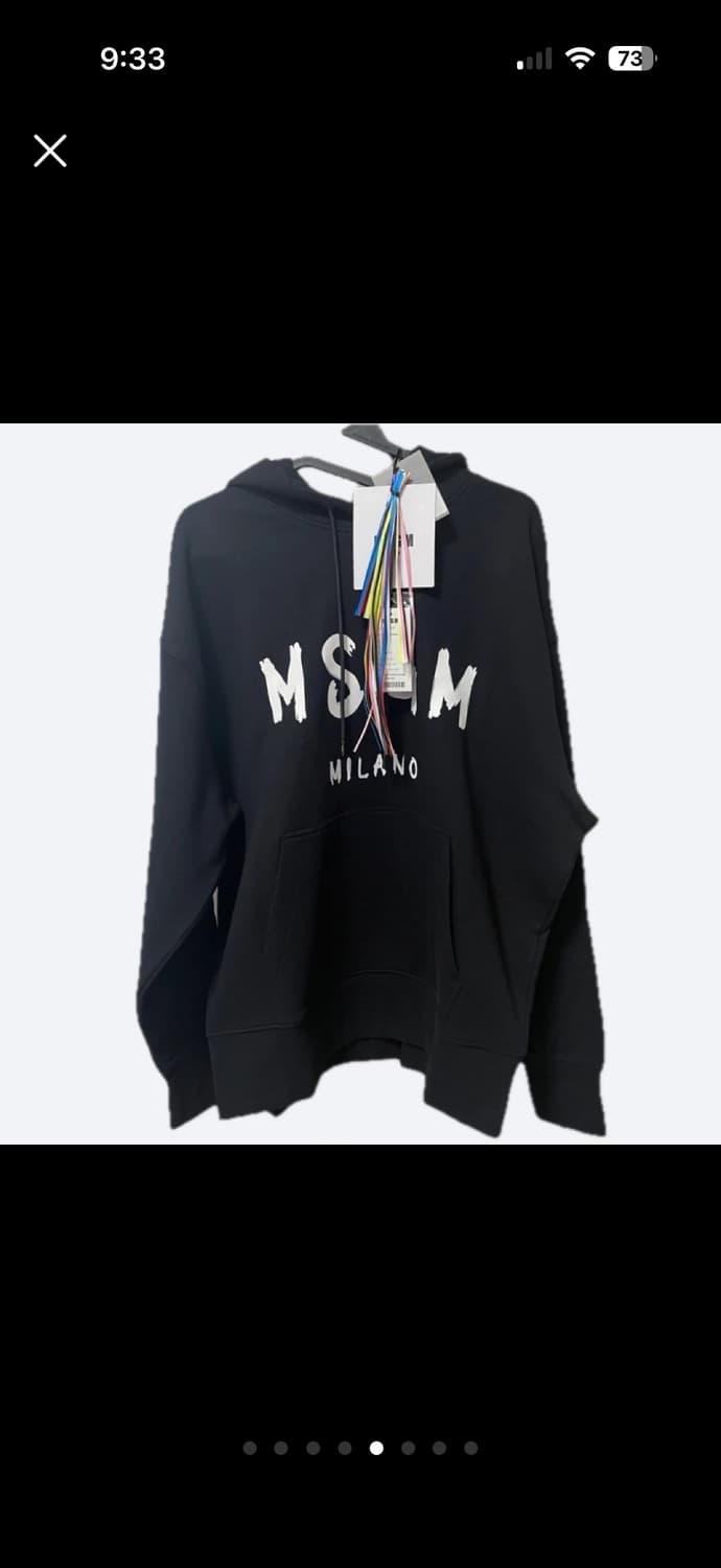 (새상품) MSGM 브러쉬 로고 후드티 블랙 상품이미지3